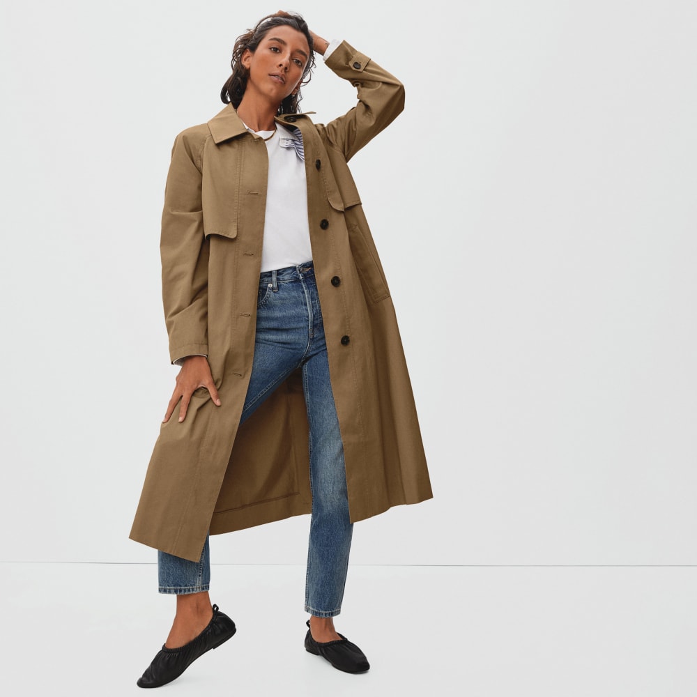 The Long Mac Coat in Toasted Coconut — front view