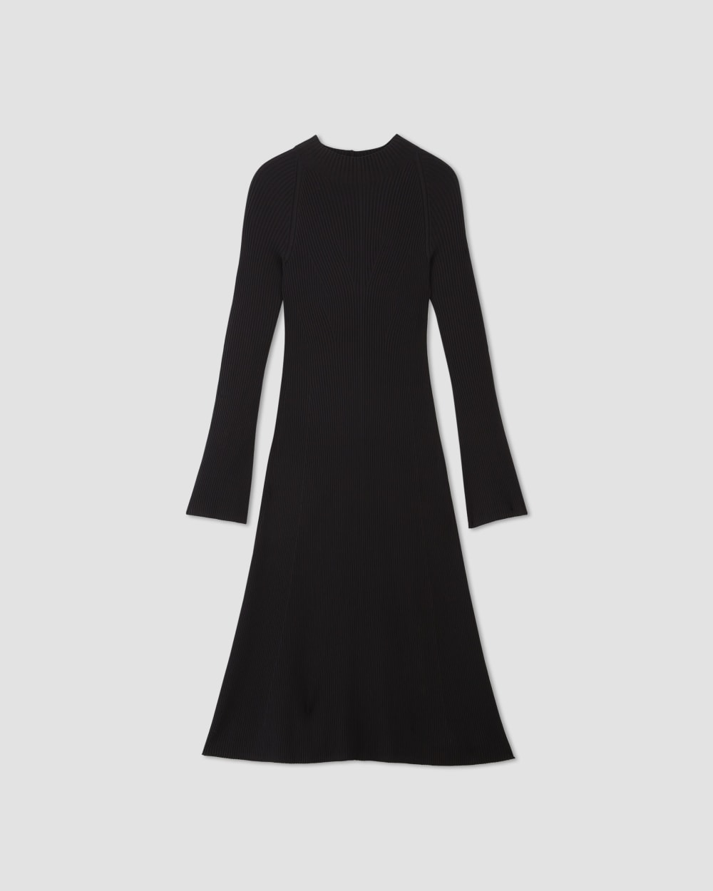 The Ribbed Mock Neck Midi Dress in Black — alternate view