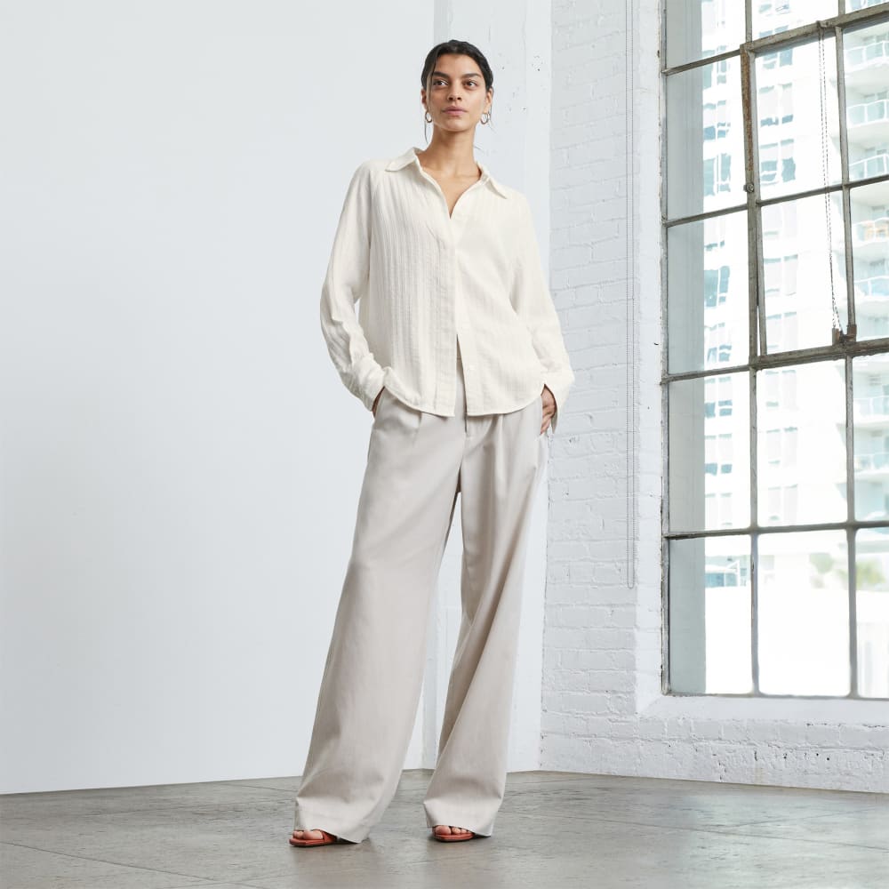 The City Stripe Shirt in Bone — detail view