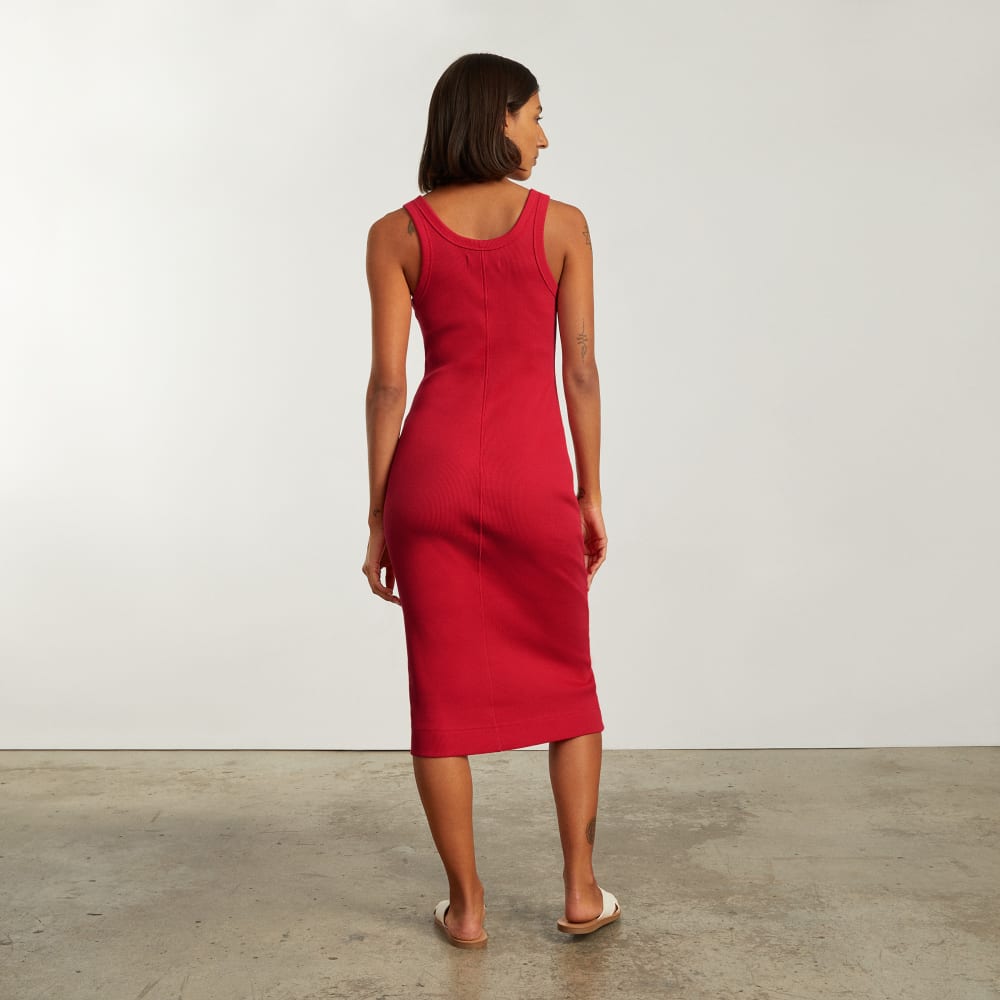 The ’90s Rib Dress in Goji Berry — detail view
