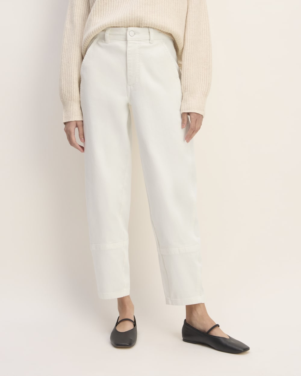 The Utility Barrel Pant in Bone — detail view