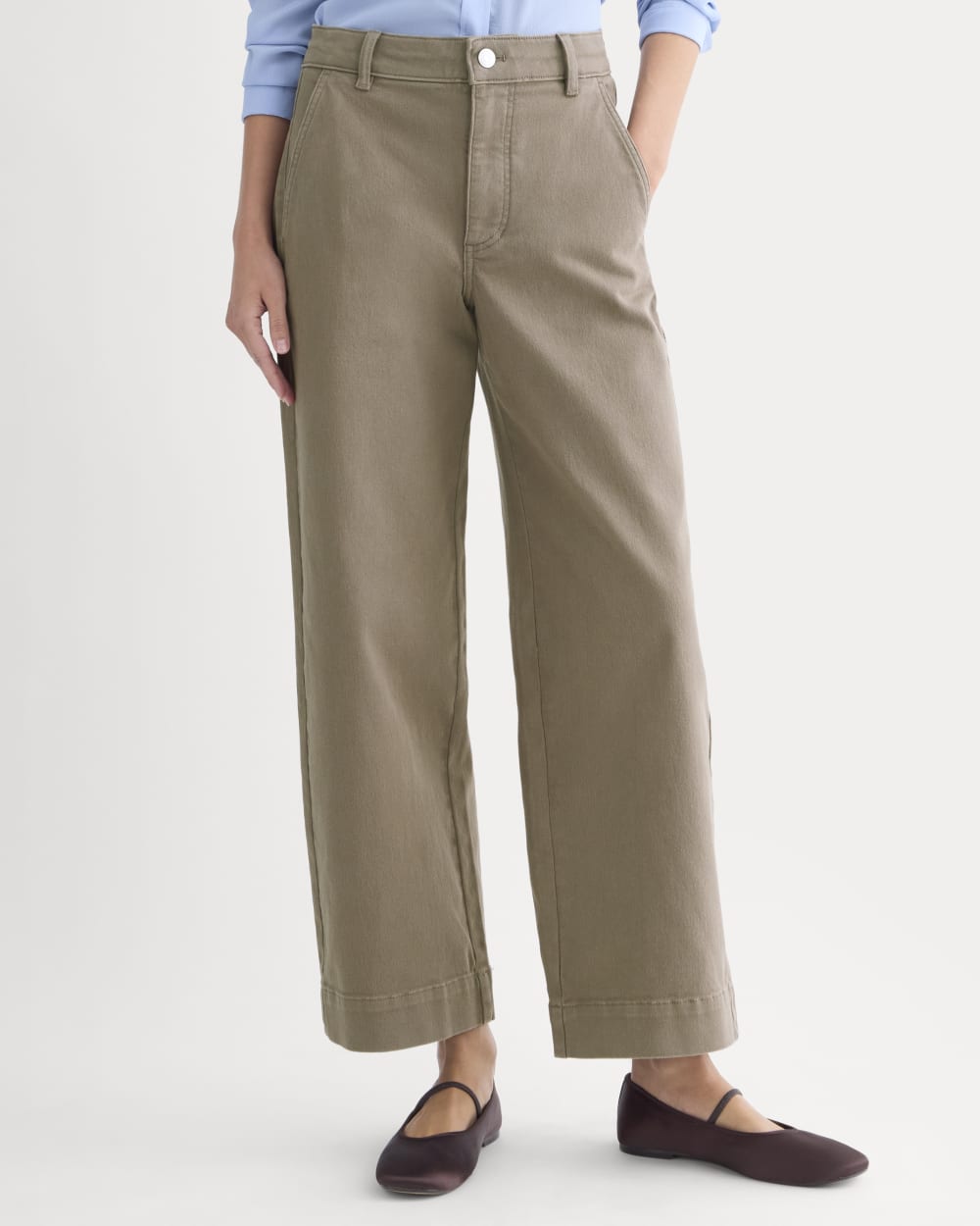 The Utility Wide-Leg Pant in Taupe — detail view