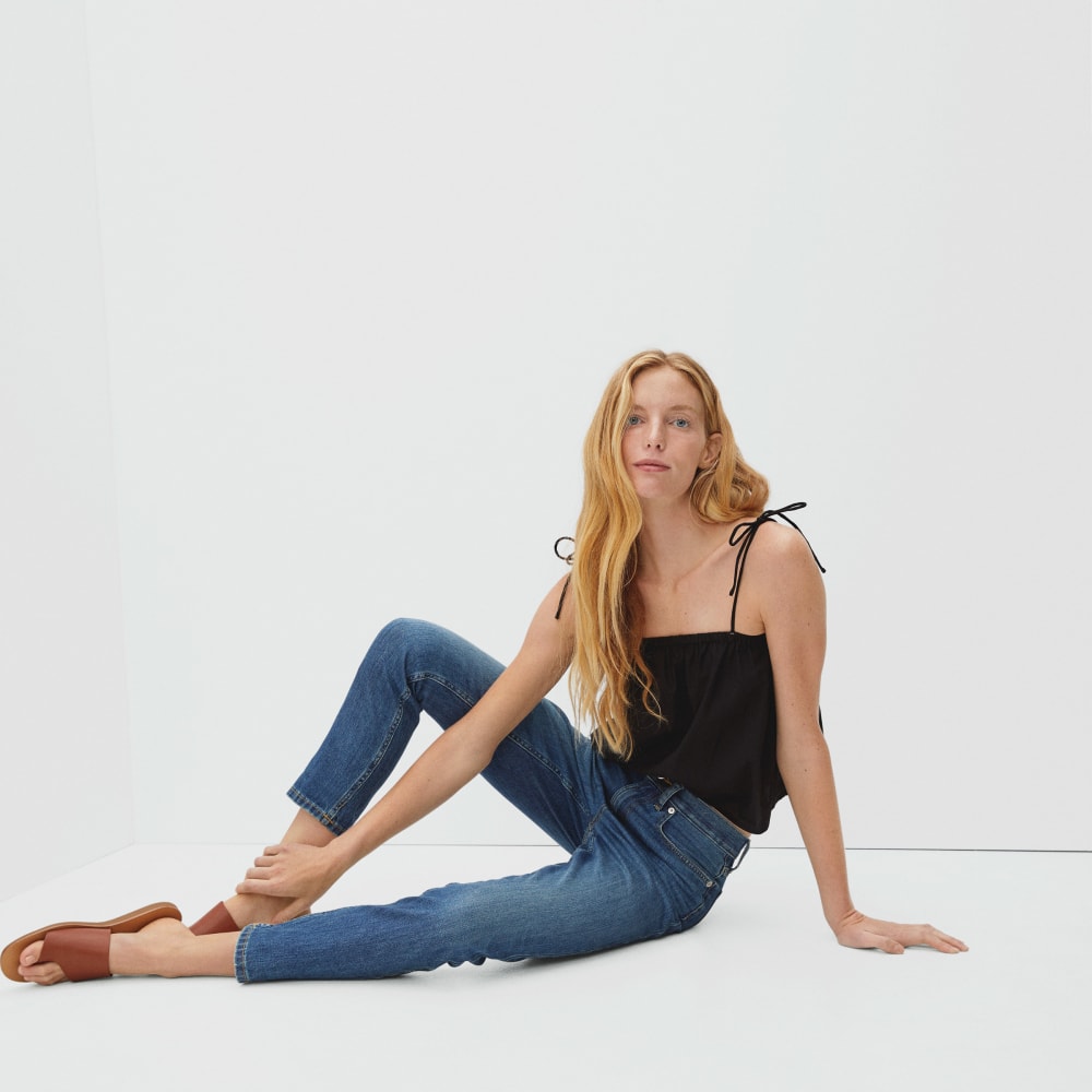 The Super-Soft Relaxed Jean in Vintage Dark Blue — detail view