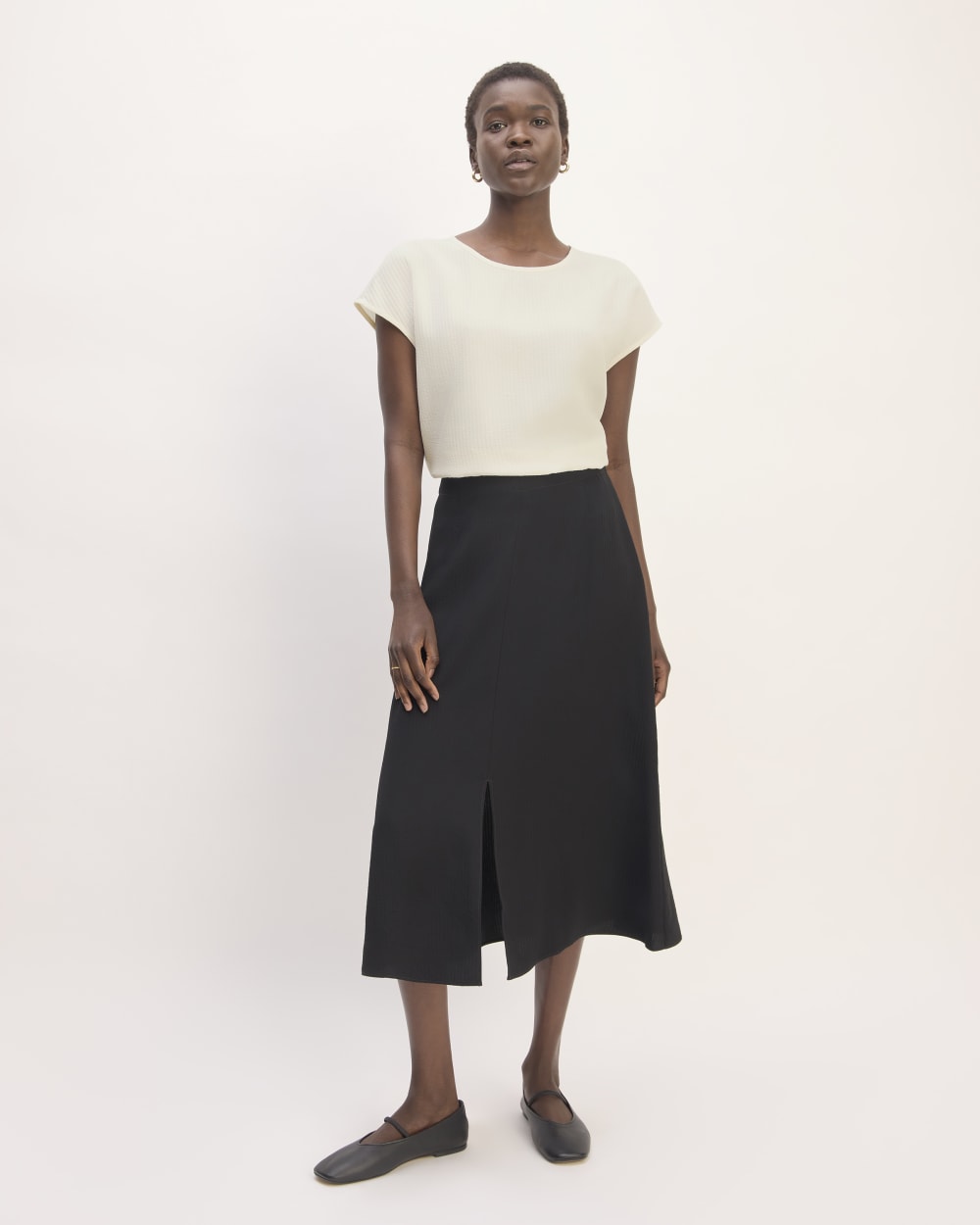 The Mini Jacquard Stripe Top in Bone — detail view