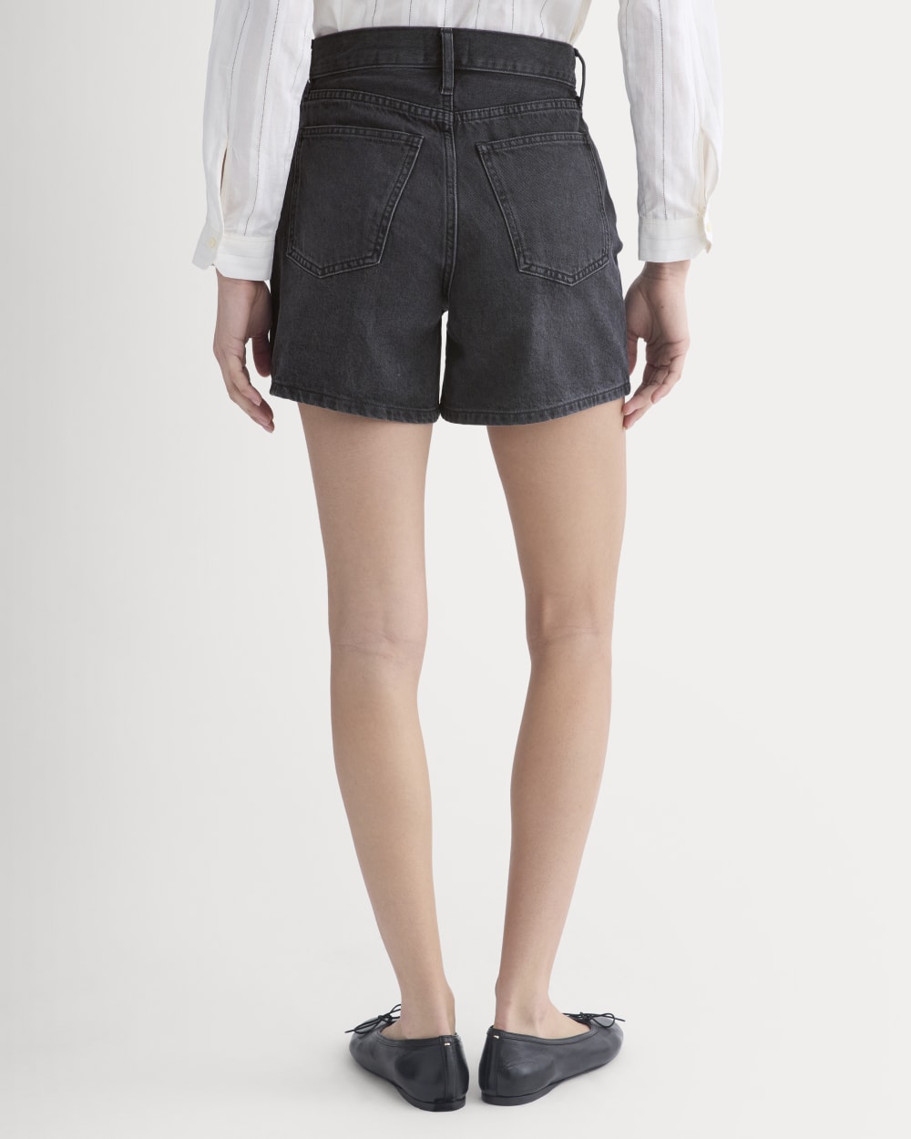 Way-High® A-Line Denim Short in Washed Black — detail view