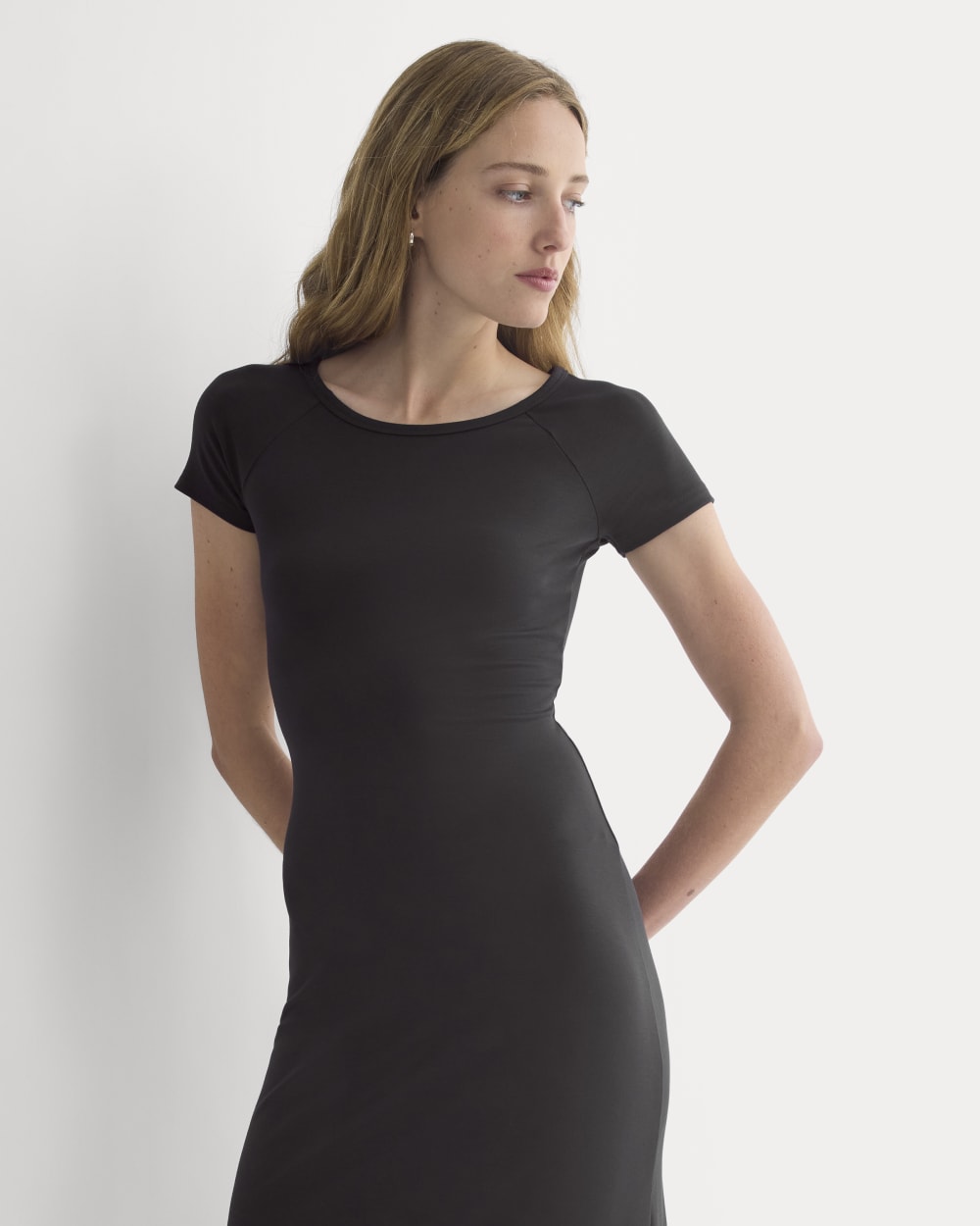 Raglan Midi Dress in Black — detail view