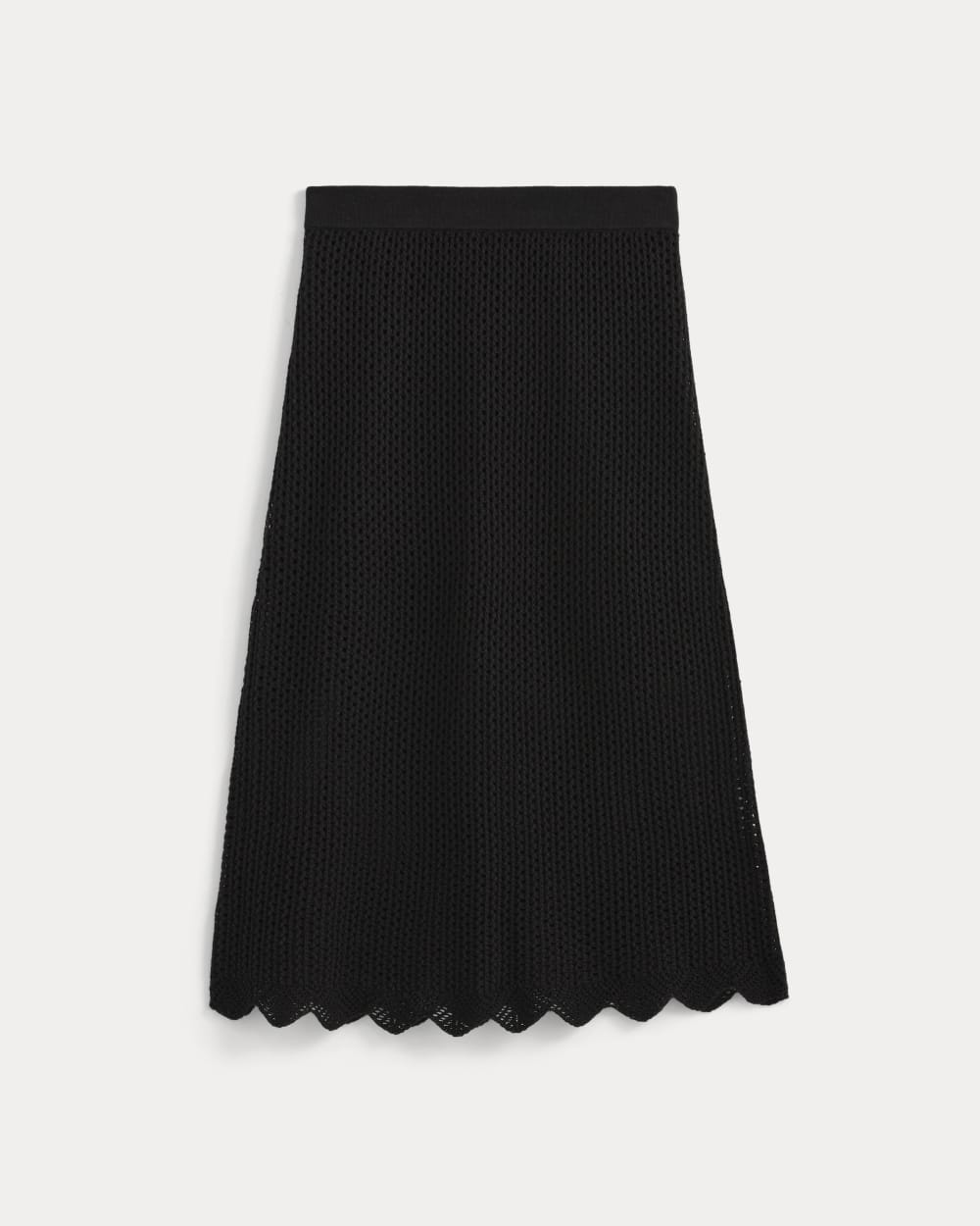 Lace-Knit Midi Skirt in Black — alternate view