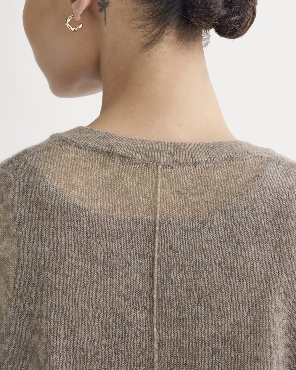 The Air Alpaca™ Relaxed Crew Top in Heathered Chocolate Chip — detail view
