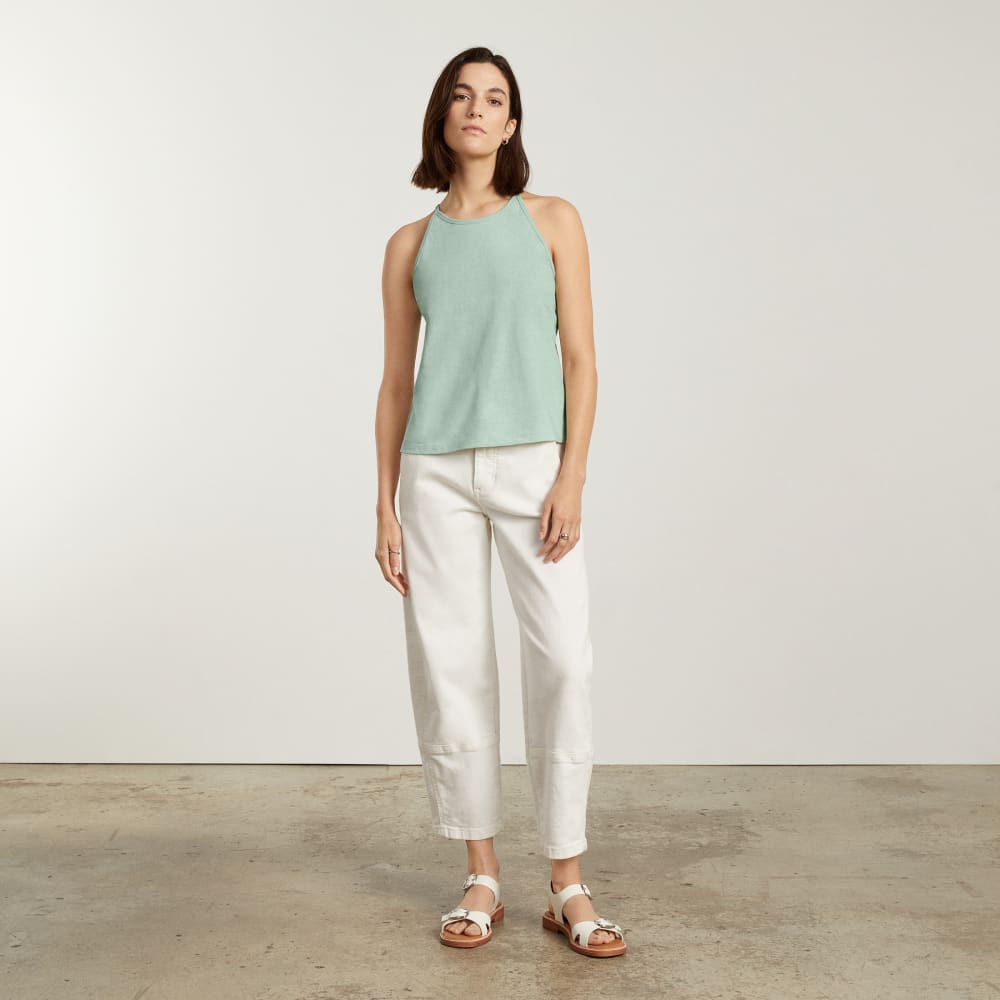 The Hemp Cutaway Tank in White Sage — detail view