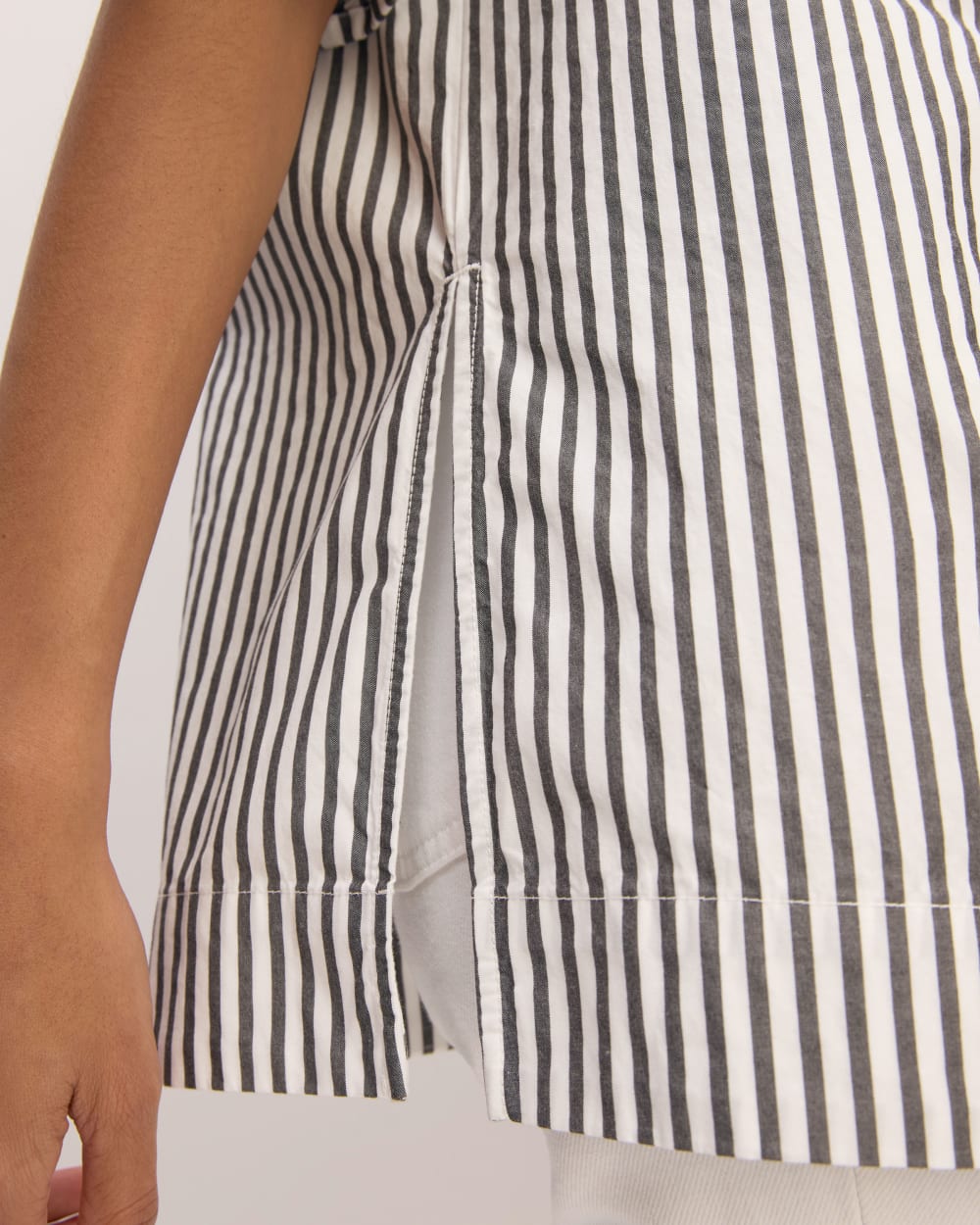The Supima® Cotton Tunic in Optic White / Black — detail view
