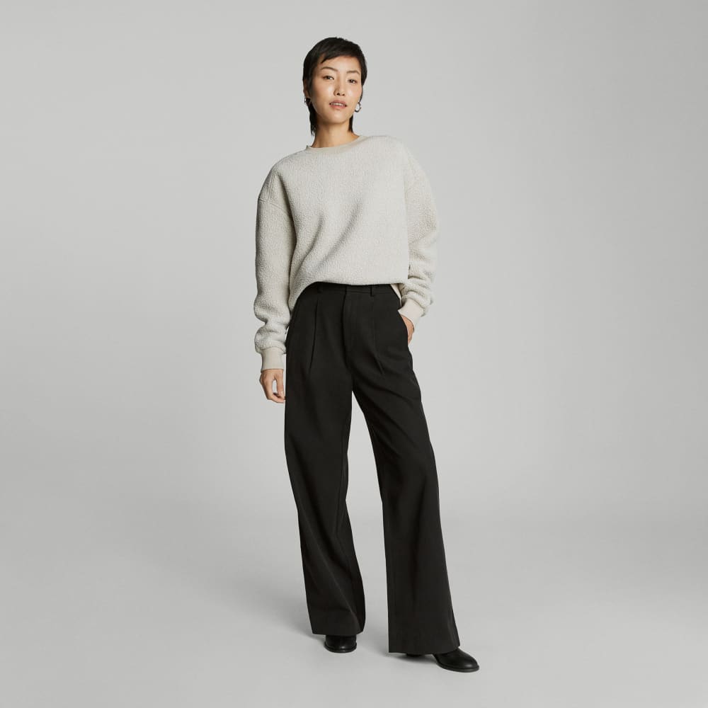 The ReNew Teddy Oversized Crew in Oat — detail view