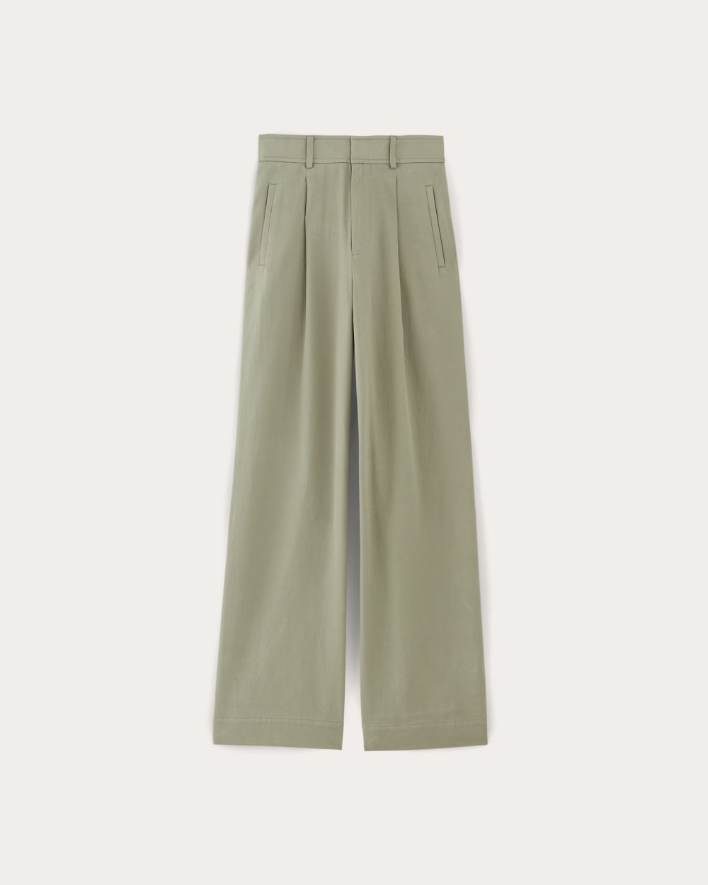 The Draper Pleated Pant in Buttersmooth in Seagrass — alternate view