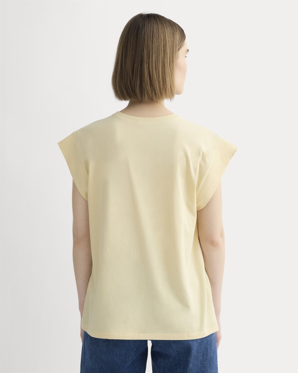 The Muscle Tee in Essential Cotton in Banana Crepe — detail view
