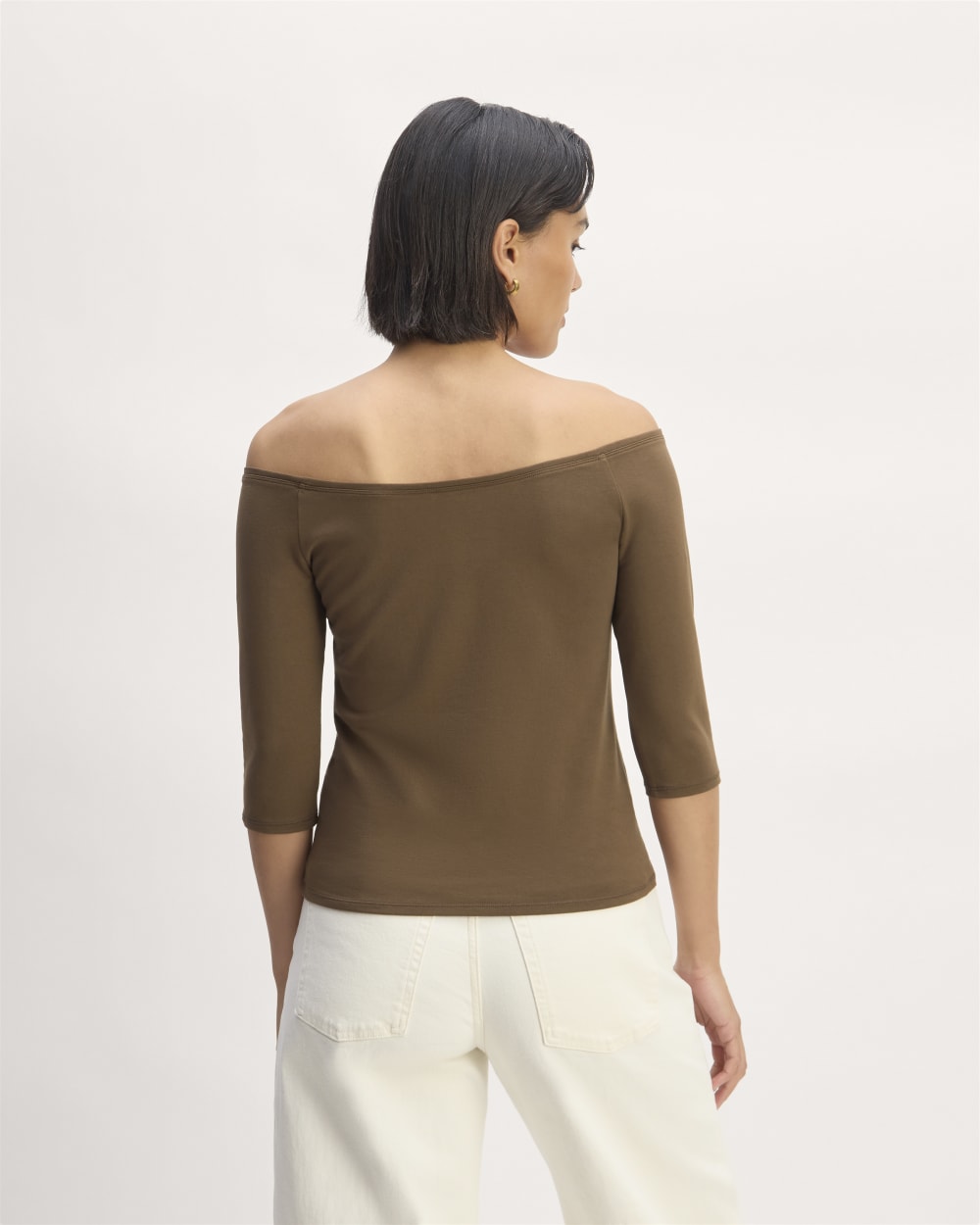 The Form Off-Shoulder Top in Cocoa — detail view