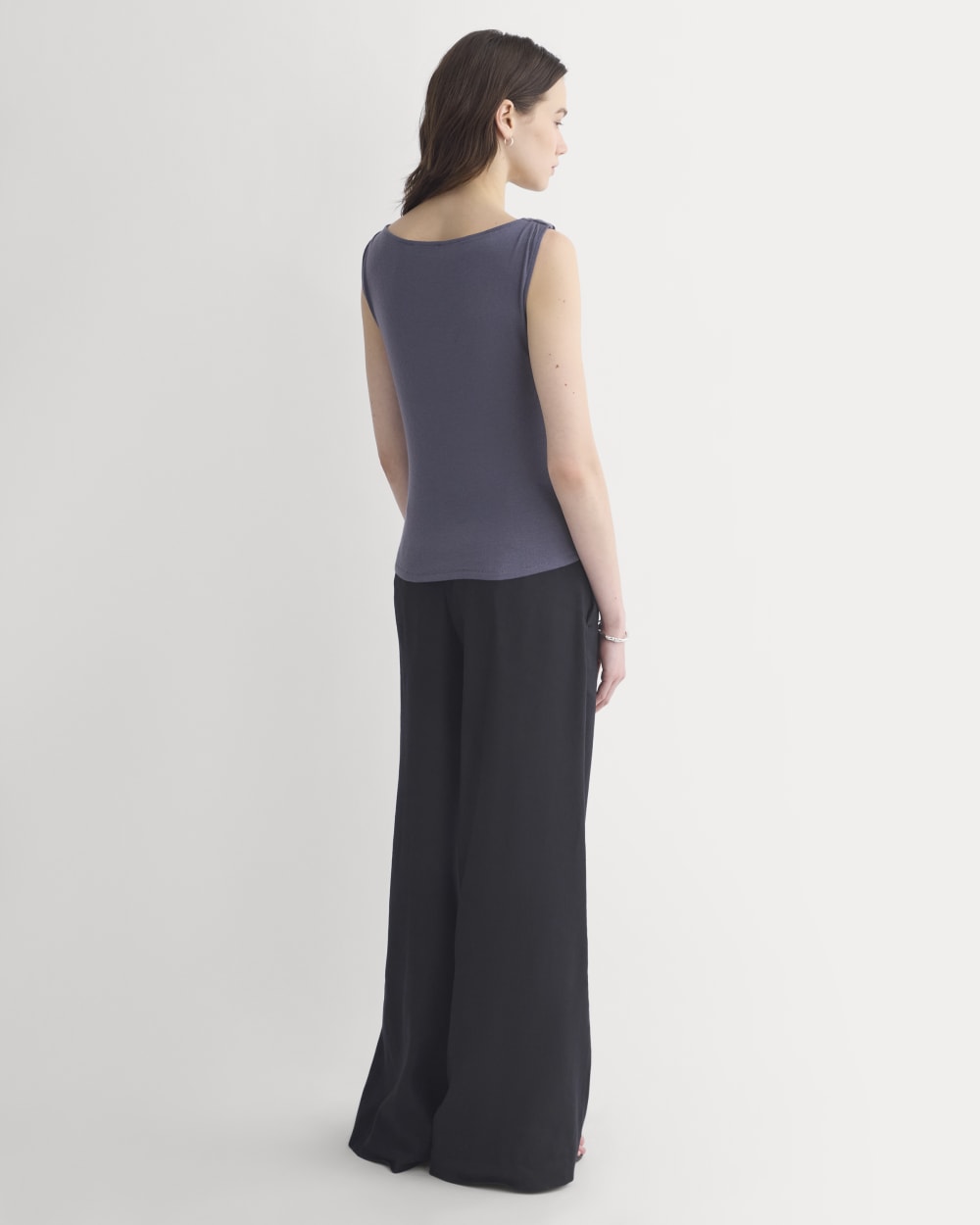 Cowl Neck Twist Tank in Butterluxe in Graystone — detail view