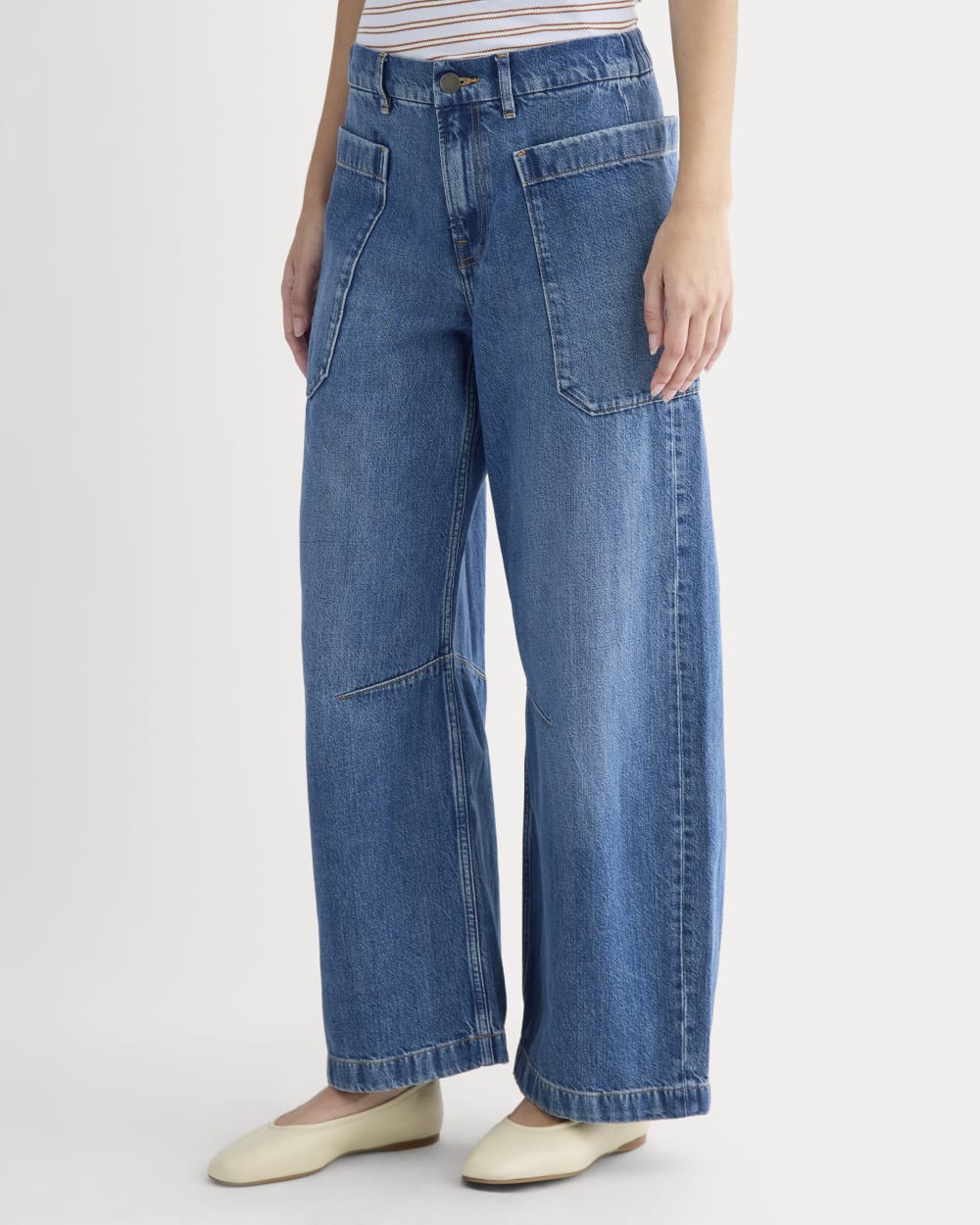 The Gardener Pull-On Jean in Medium Indigo — detail view