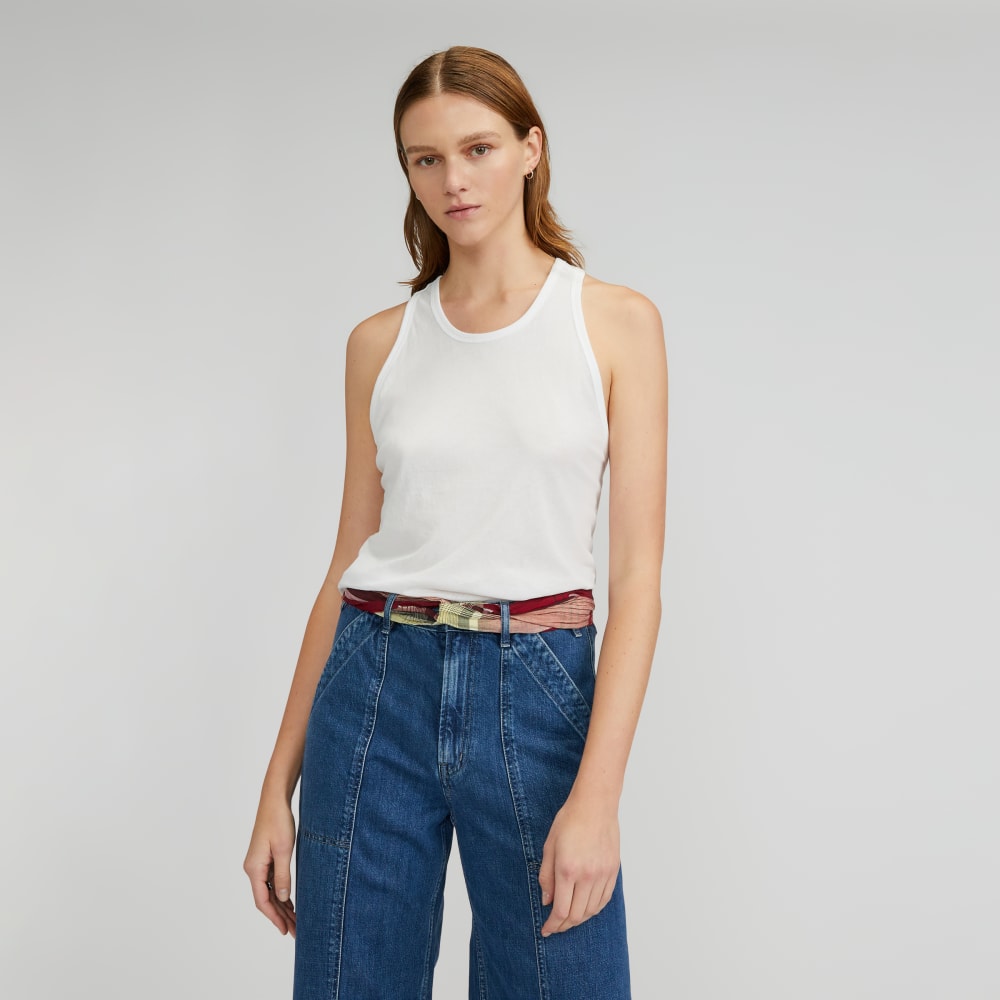 The Air Racerback Tank in White — front view