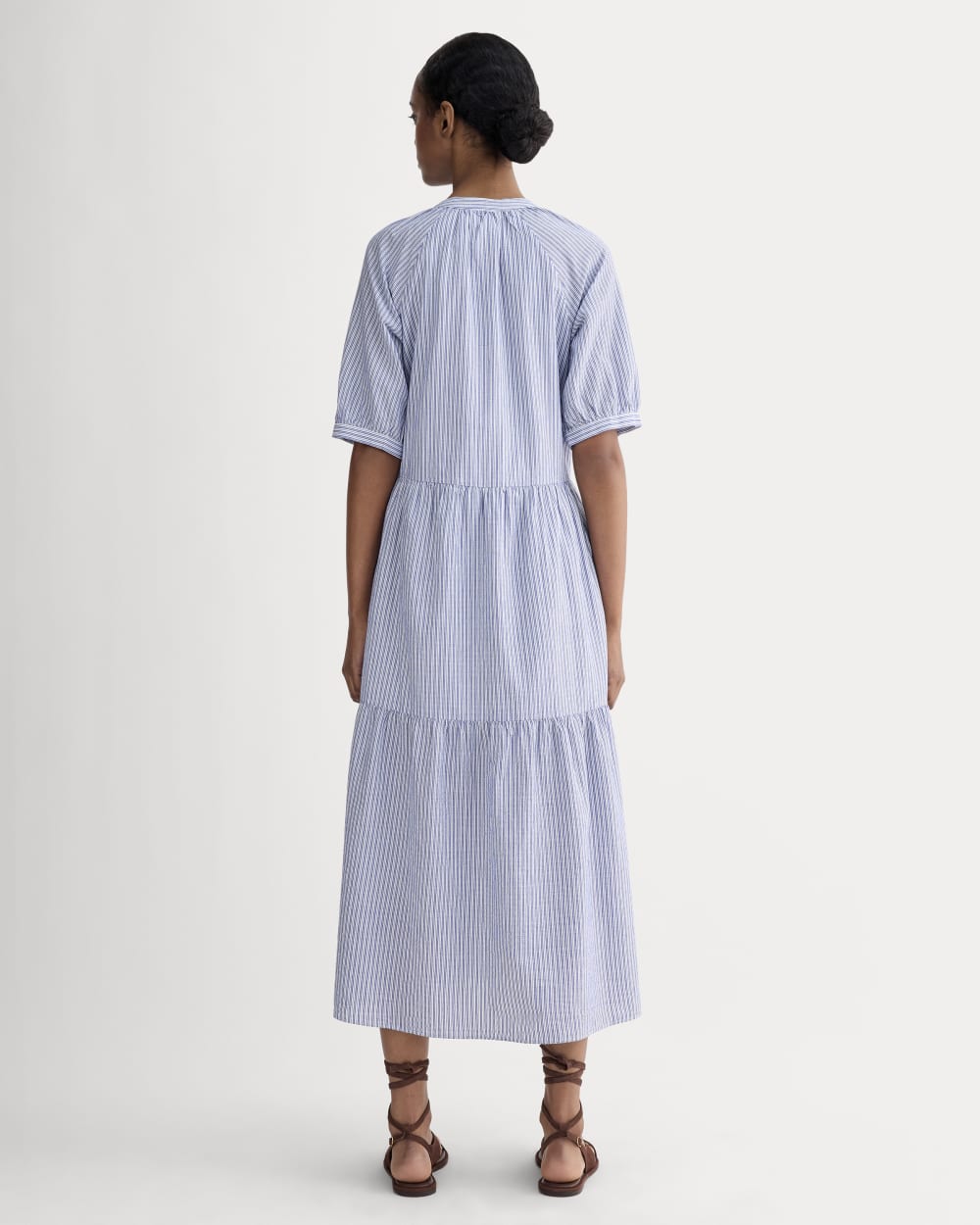 The Farmers Market Dress in Mazarine Blue / Optic White — detail view