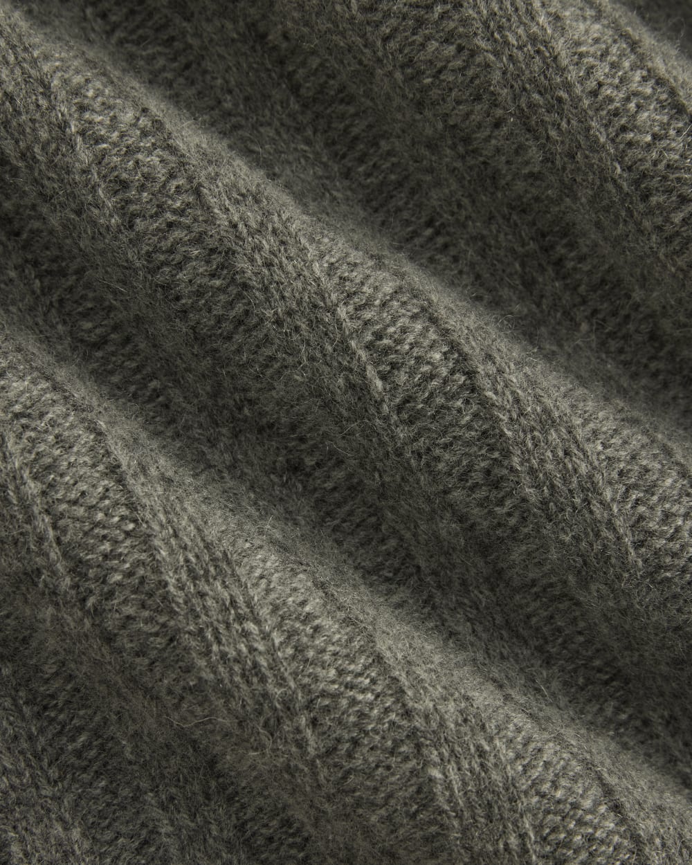 Funnel-Neck Sweater in Wool Cashmere in Heather Charcoal — detail view