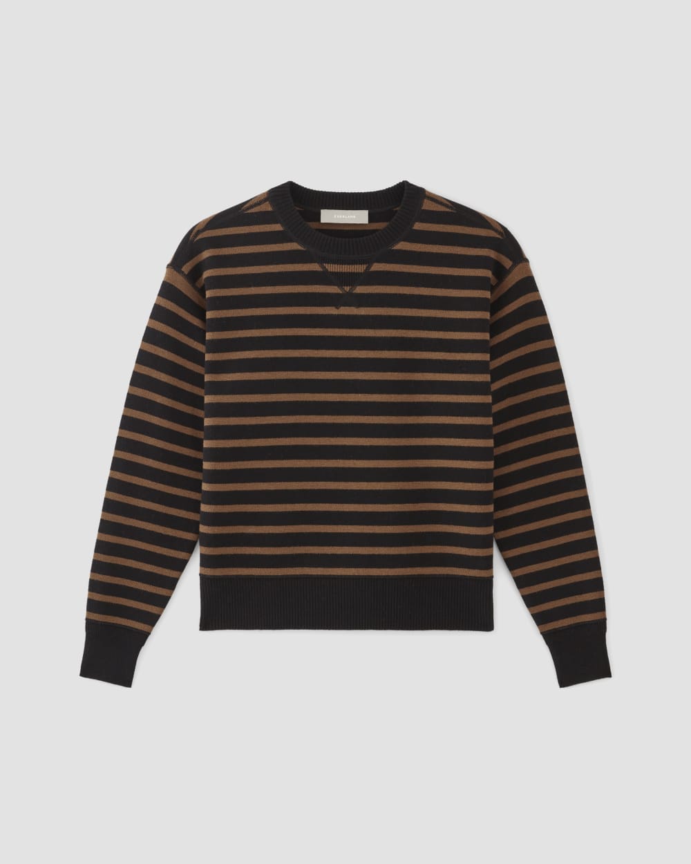 The Cotton-Merino Sweatshirt in Black / Dark Camel — alternate view