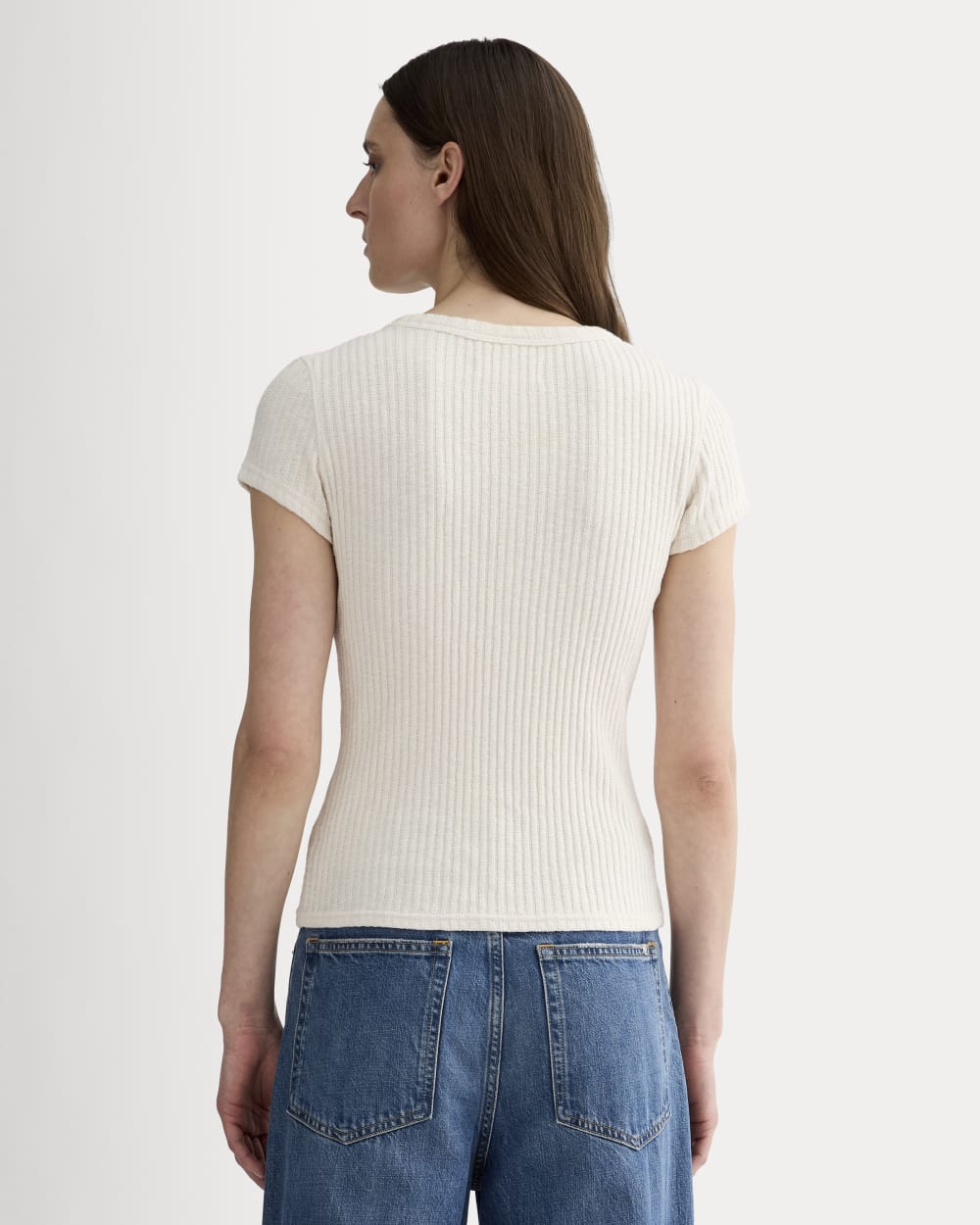 The Cozy Rib Tee in Bone — detail view