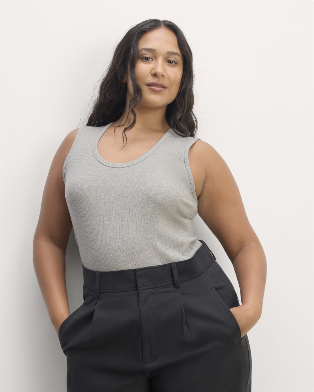 The Shimmy Tank in Heathered Grey — front view