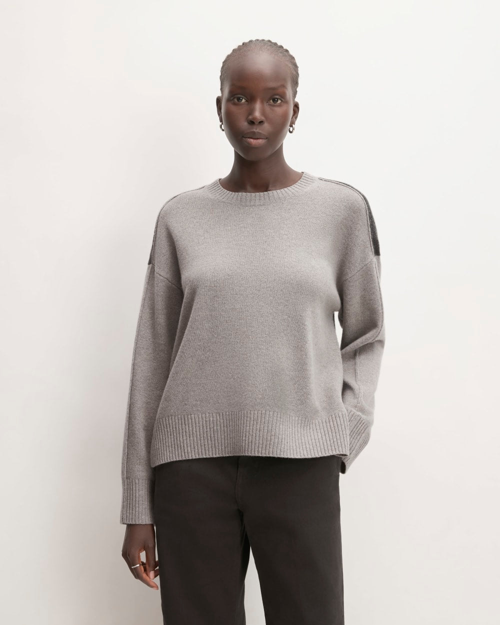 The Good Merino Wool Crewneck Sweater in Hare Grey / Graphite — front view