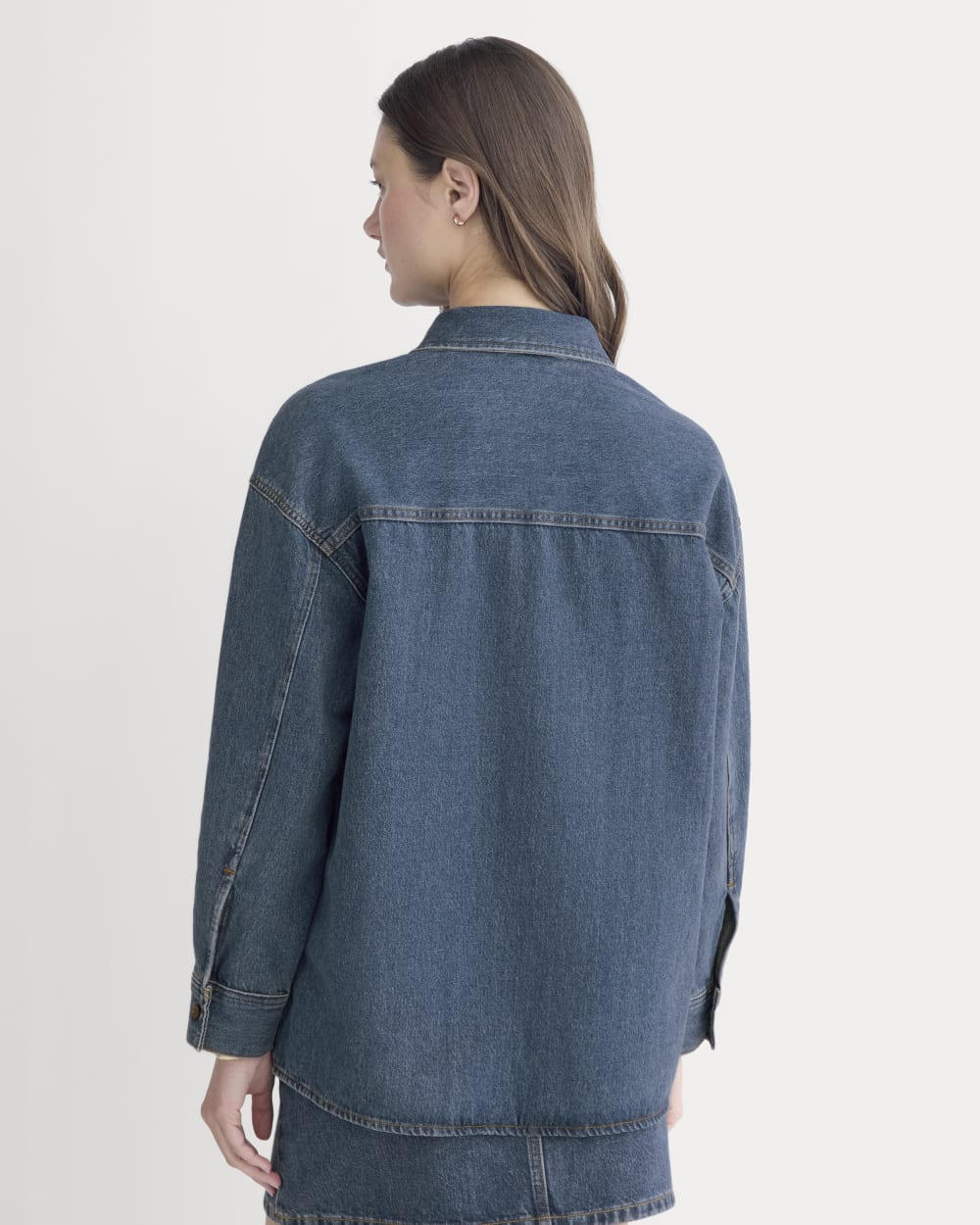 The Oversized Denim Shirt in Tungsten Blue Stone — detail view
