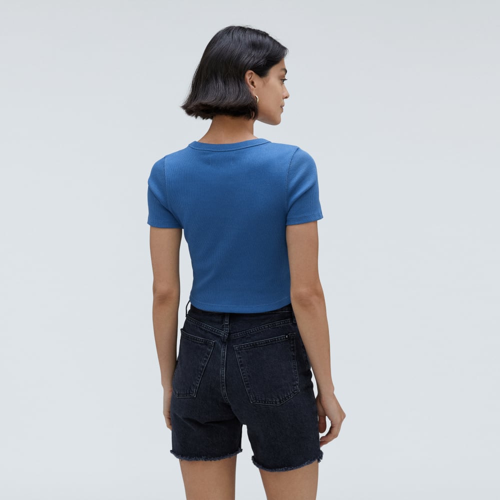 The ’90s Rib Tee in Deep Blue — detail view