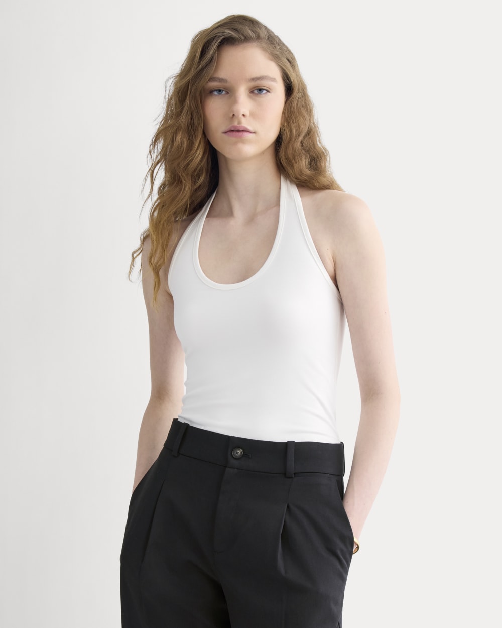 Halter Tank in Bone — front view