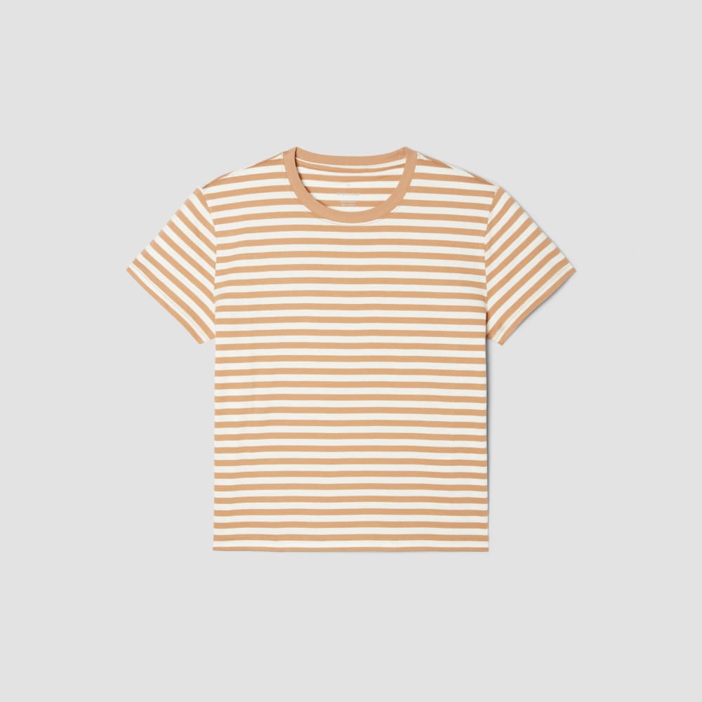 The Box-Cut Tee in Essential Cotton in Caramel / Canvas Tan — alternate view
