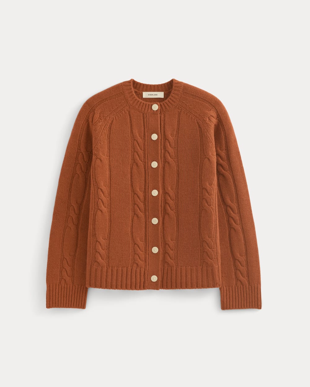 Cable Cardigan in Extrafine Luxe Merino in Rust Heather — alternate view