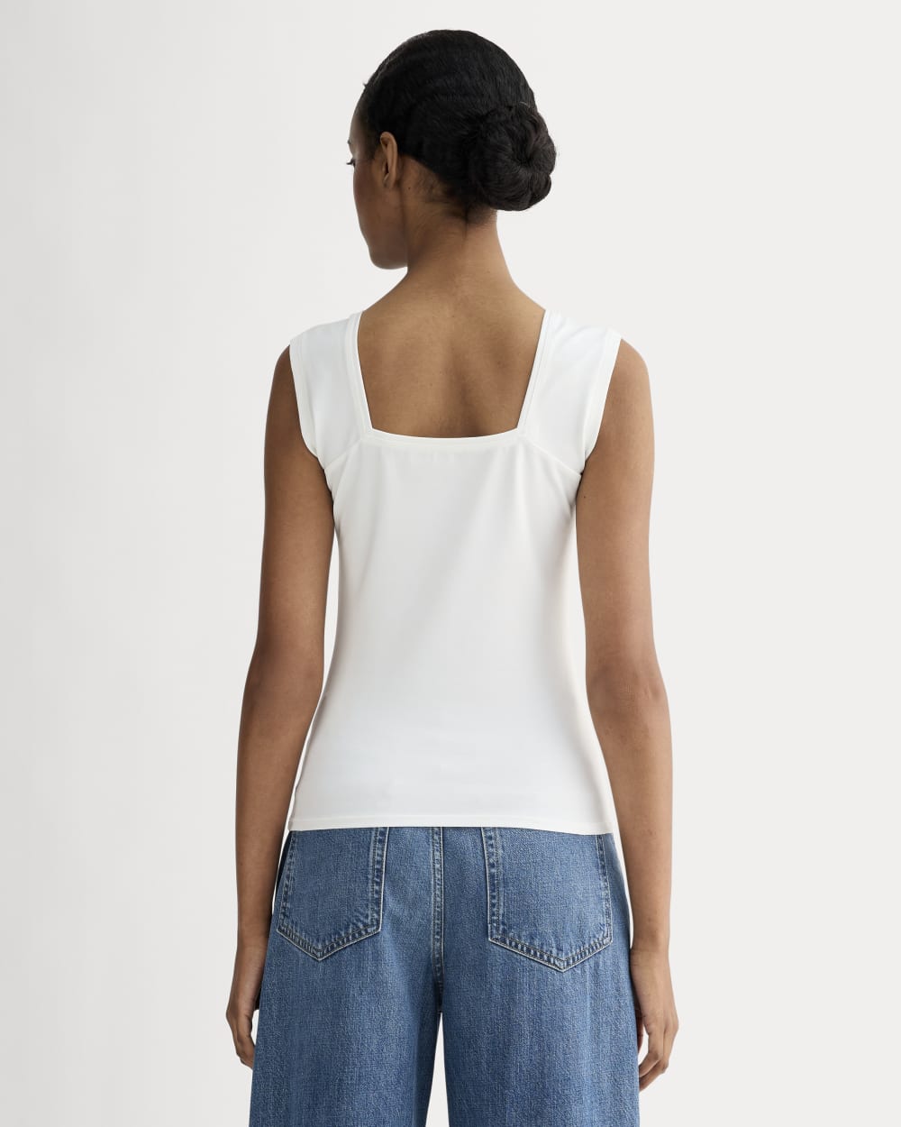 The Form Square-Neck Tank in White — detail view