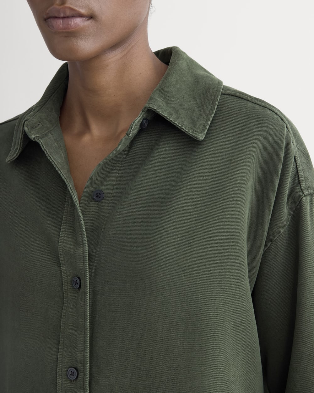 Boxy Shirt in Buttersoft in Dark Forest — detail view