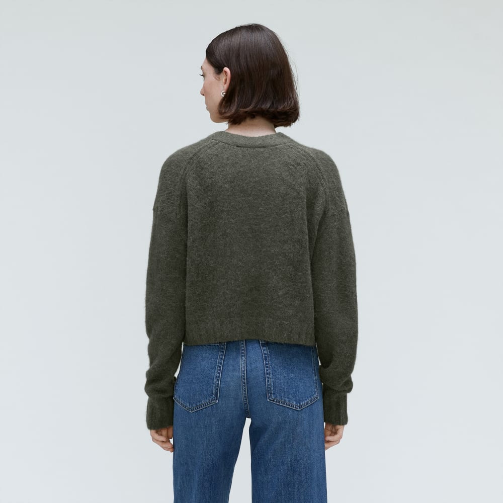 The Alpaca V-Neck Cropped Cardigan in Kambaba — detail view