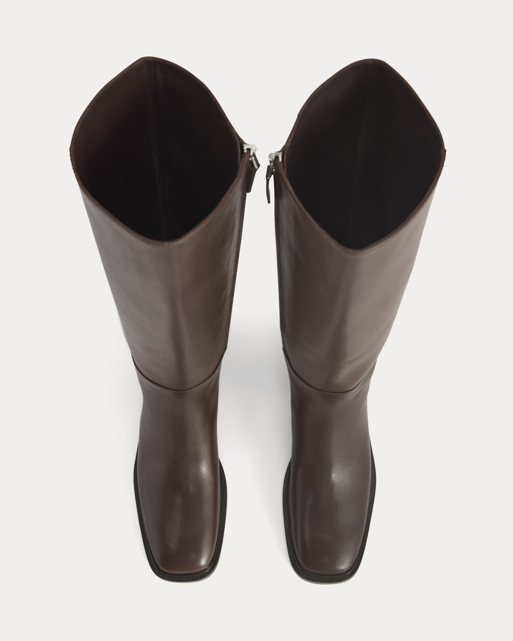 Leather Knee-High City Boot in Deep Brown — detail view