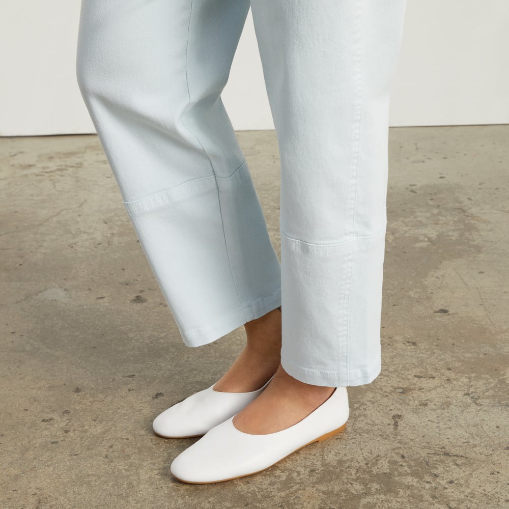 The Utility Barrel Pant in Sky Blue — detail view