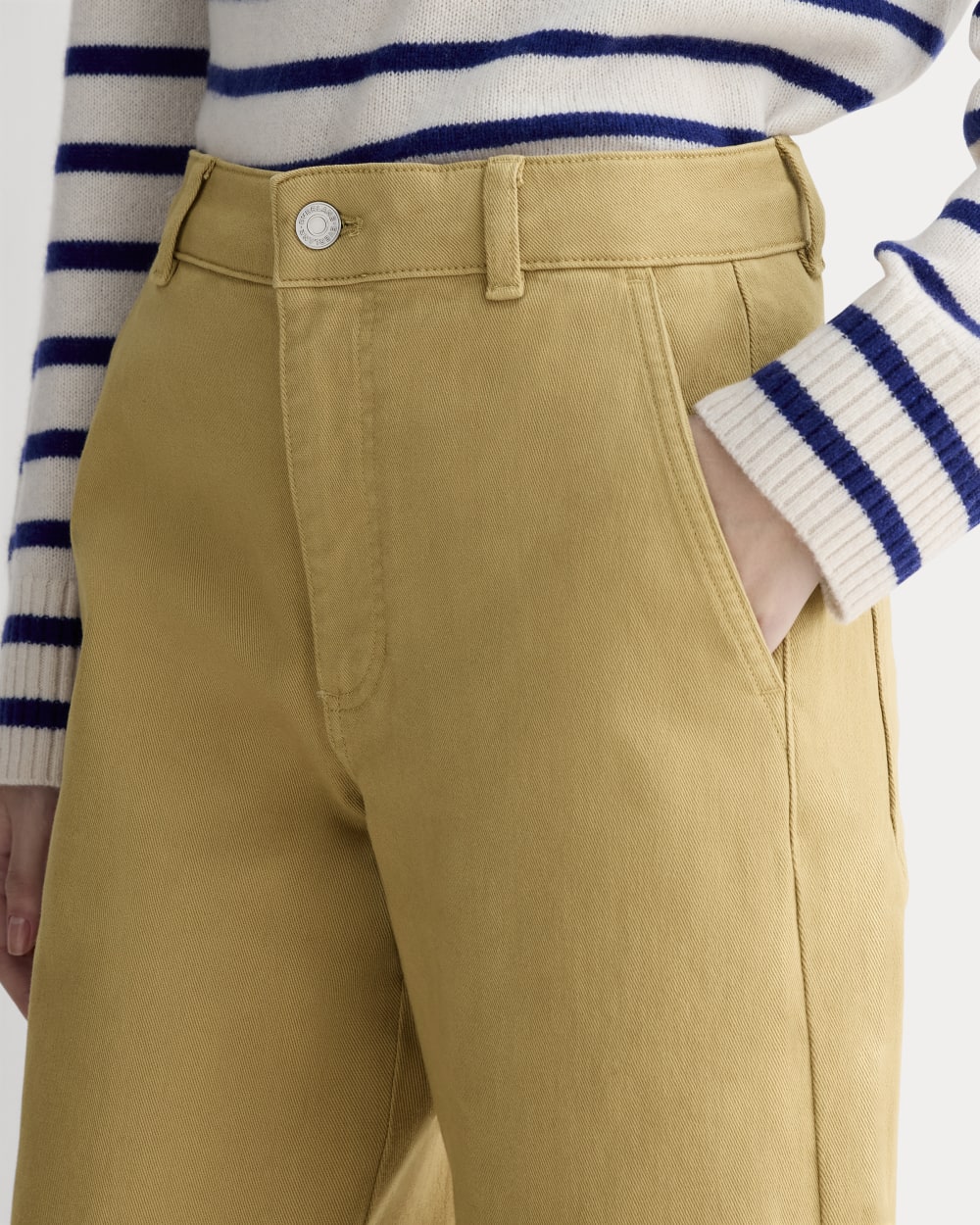 The Utility Wide-Leg Pant in Classic Khaki — detail view
