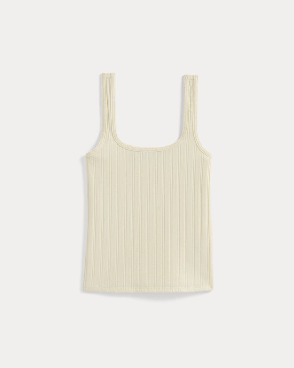 Scoop-Neck Tank in Pointelle in Lemon Icing — alternate view