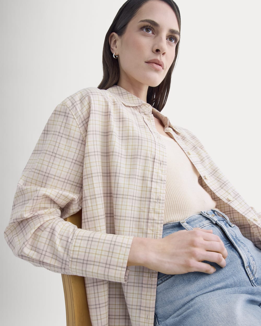 Everyday Shirt in Silky Cotton in Plaid — front view