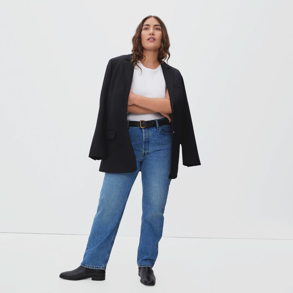 The Rigid Slouch Jean in Washed Indigo — detail view