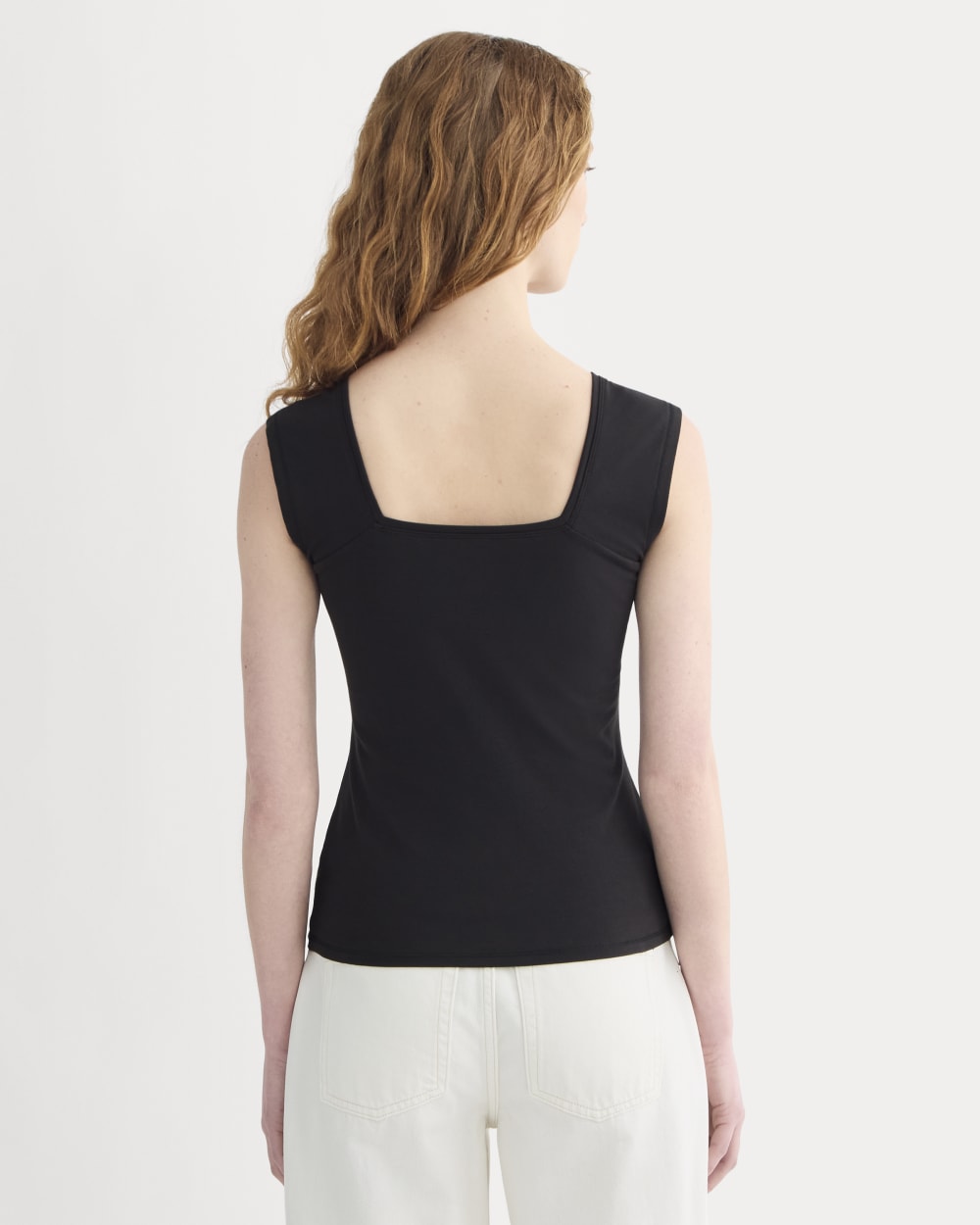 The Form Square-Neck Tank in Black — detail view