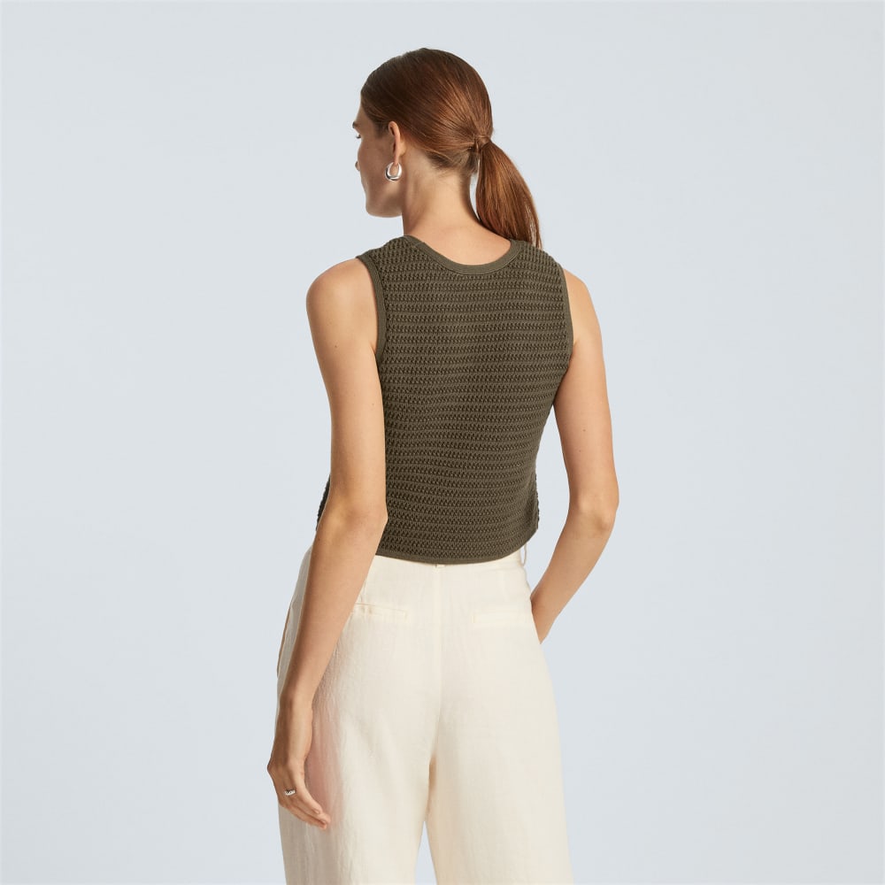 The Crochet Knit Cami in Beech — detail view