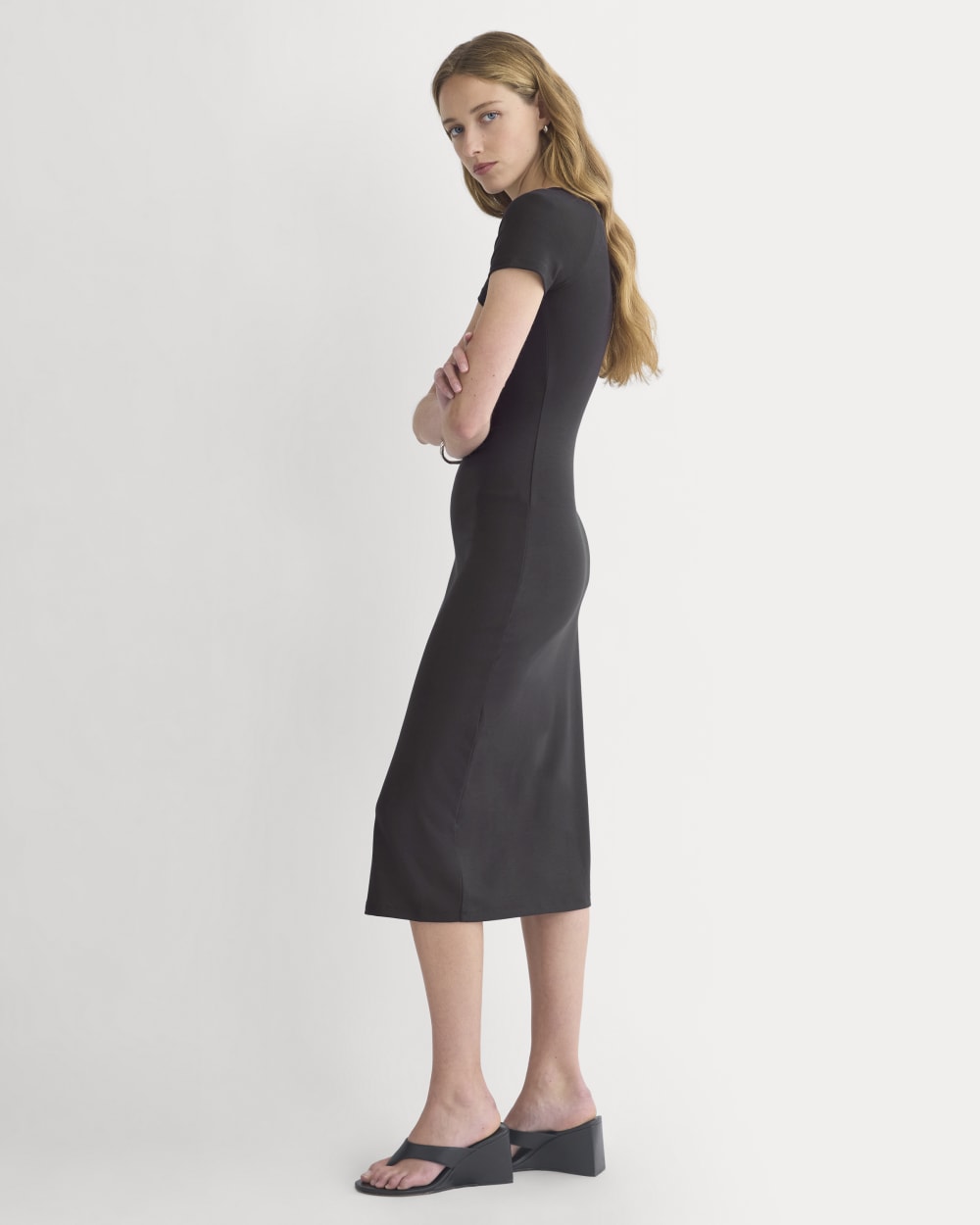 Raglan Midi Dress in Black — detail view