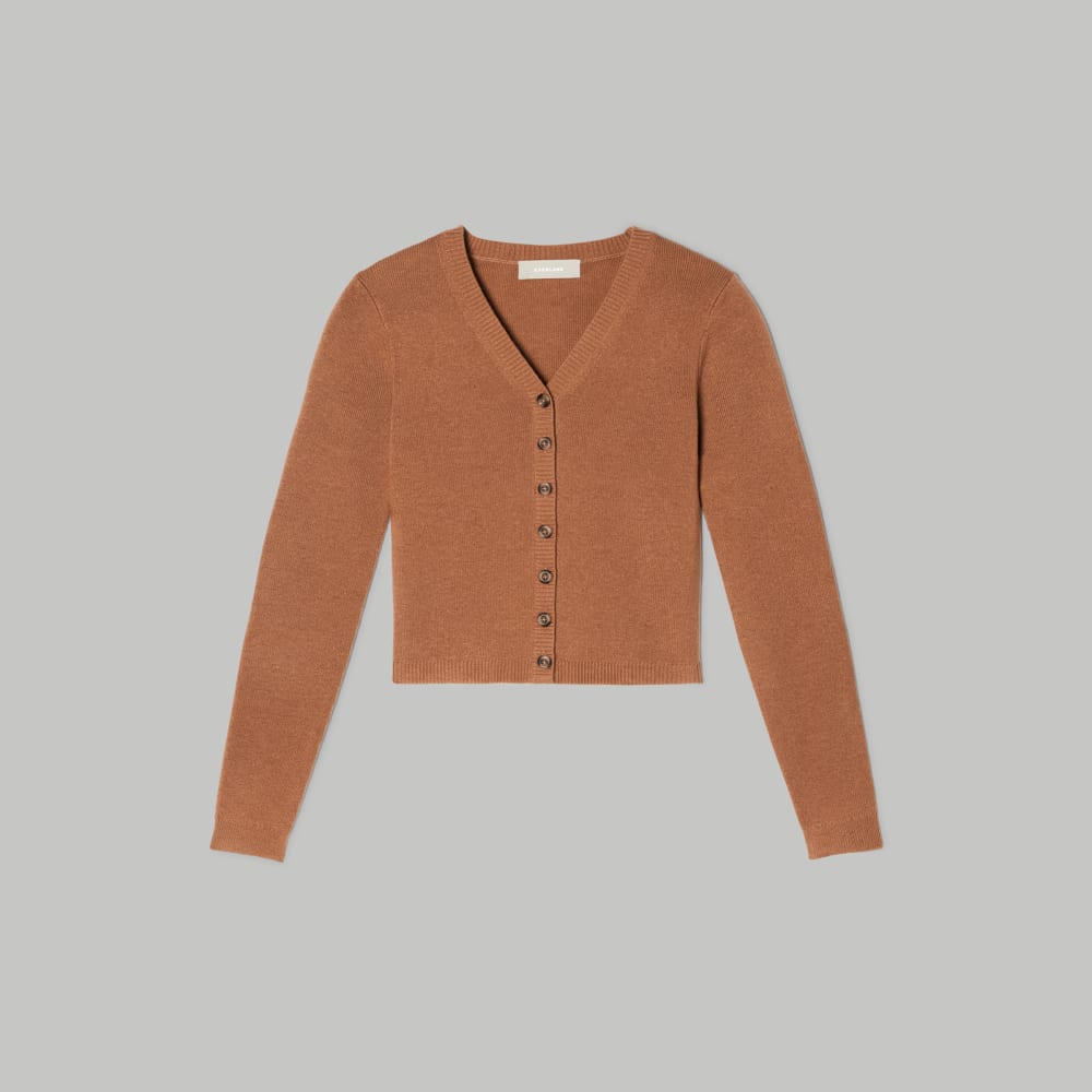 The Luxe Merino Cardigan in Tawny Brown — alternate view