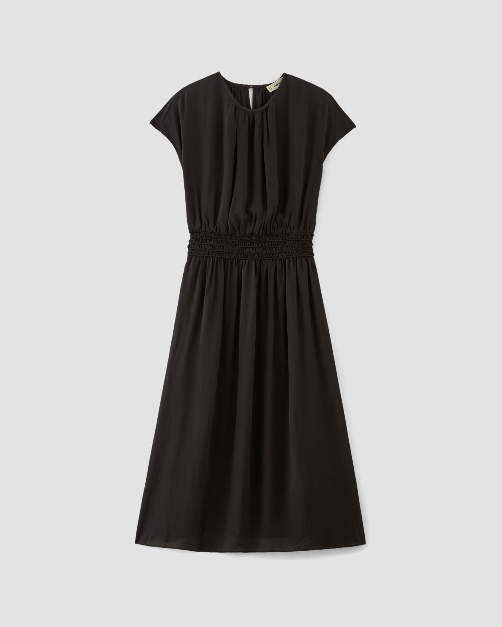 The Gathered Midi Dress in Black — alternate view