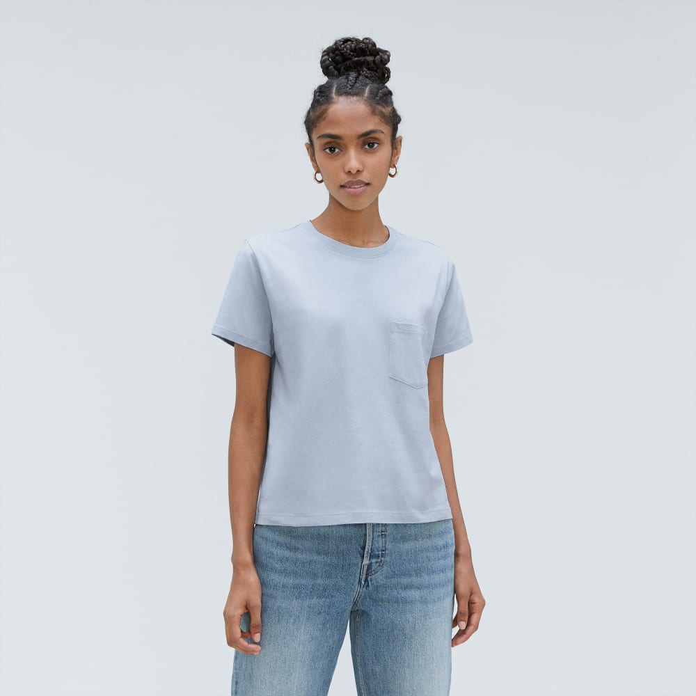 The Box-Cut Tee in Essential Cotton in Mist — alternate view