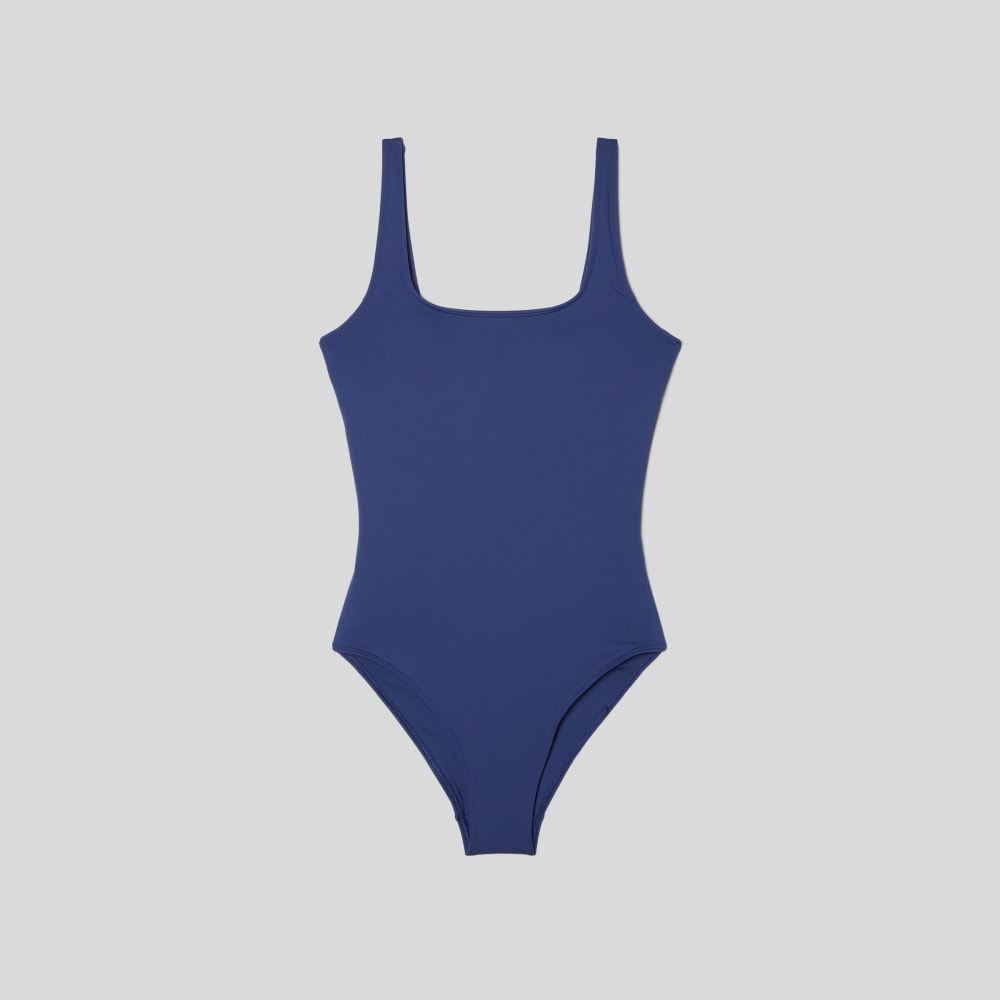 The Square-Neck One-Piece in Navy — alternate view