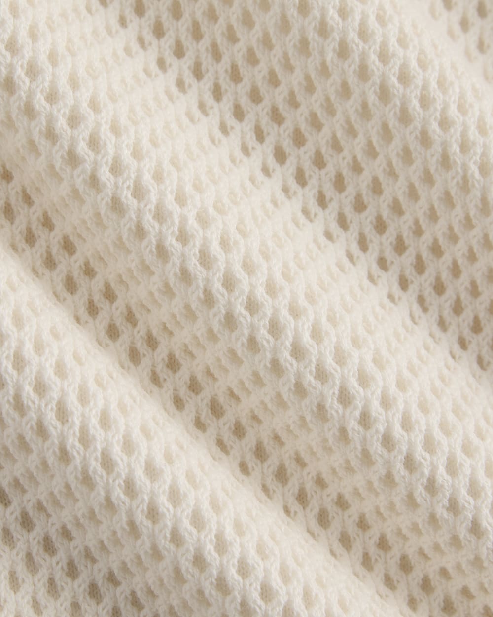 Mesh-Knit Short-Sleeve Dress in Bone — detail view