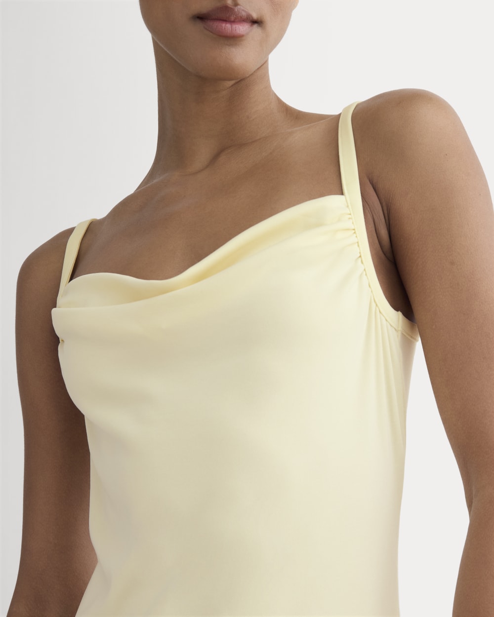 The Tank Midi Dress in Butterknit in Light Yellow — detail view